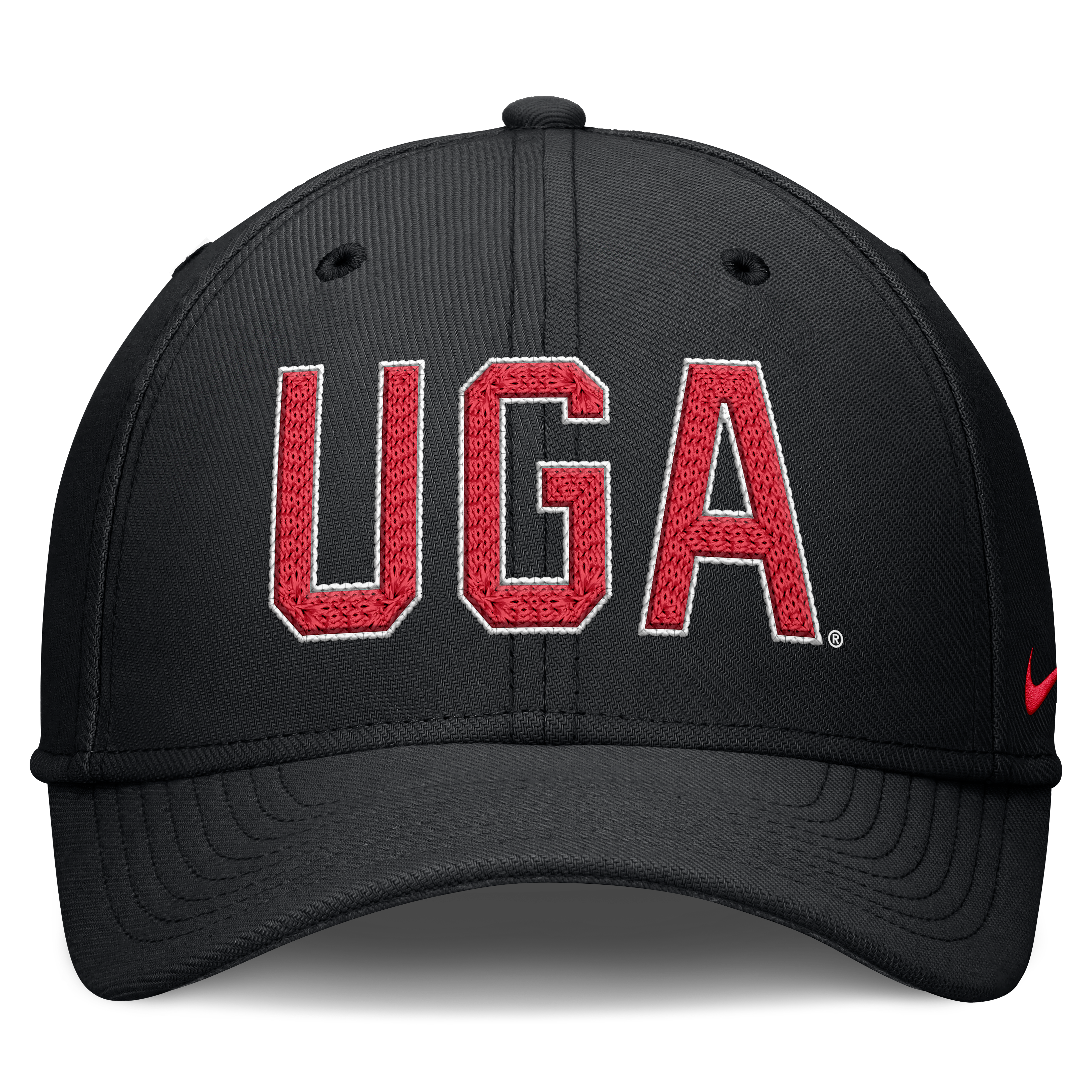 Casquette Nike Georgia Bulldogs noire pour homme, logo Swoosh et technologie Dri-FIT.