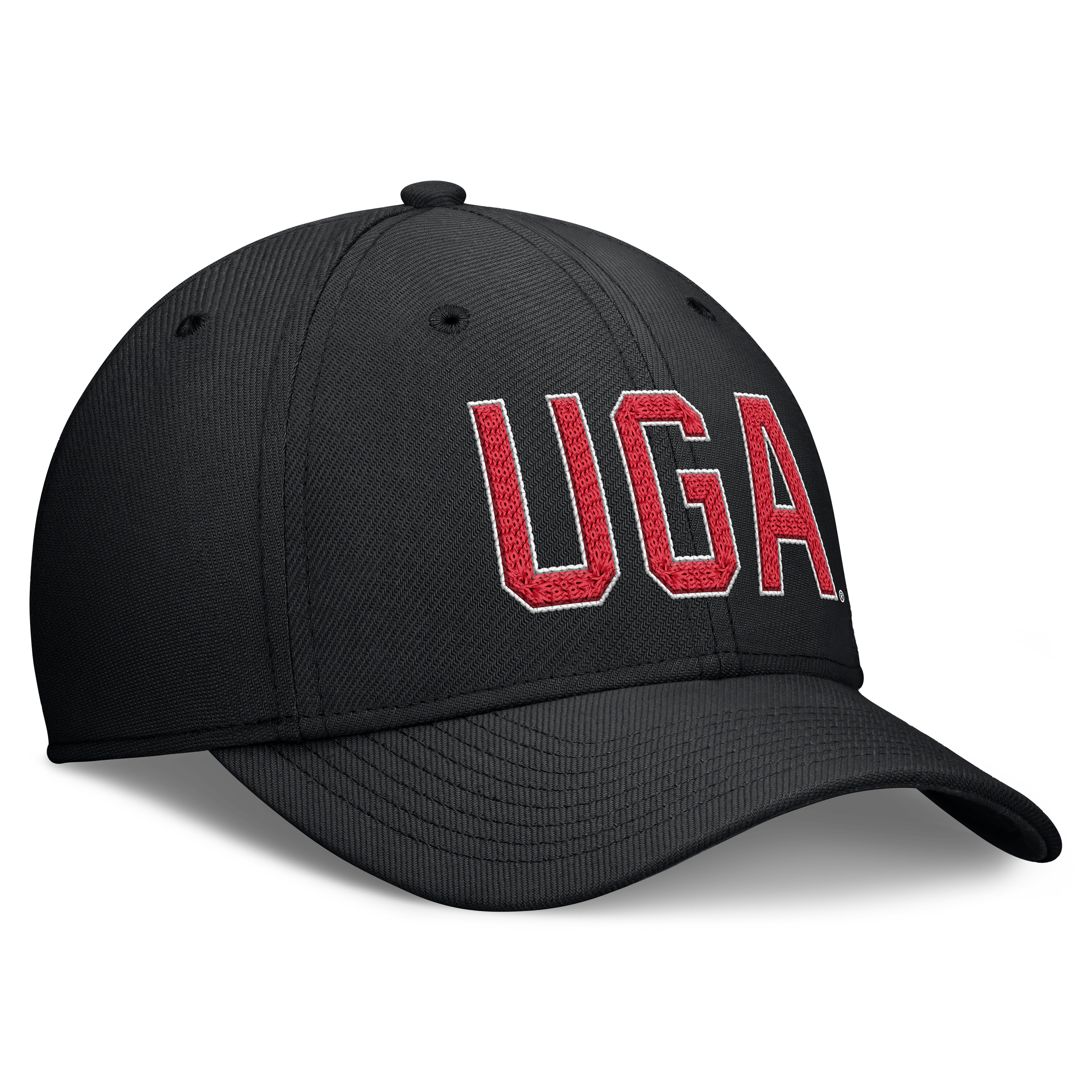 Casquette Nike Georgia Bulldogs noire pour homme, logo Swoosh et technologie Dri-FIT.