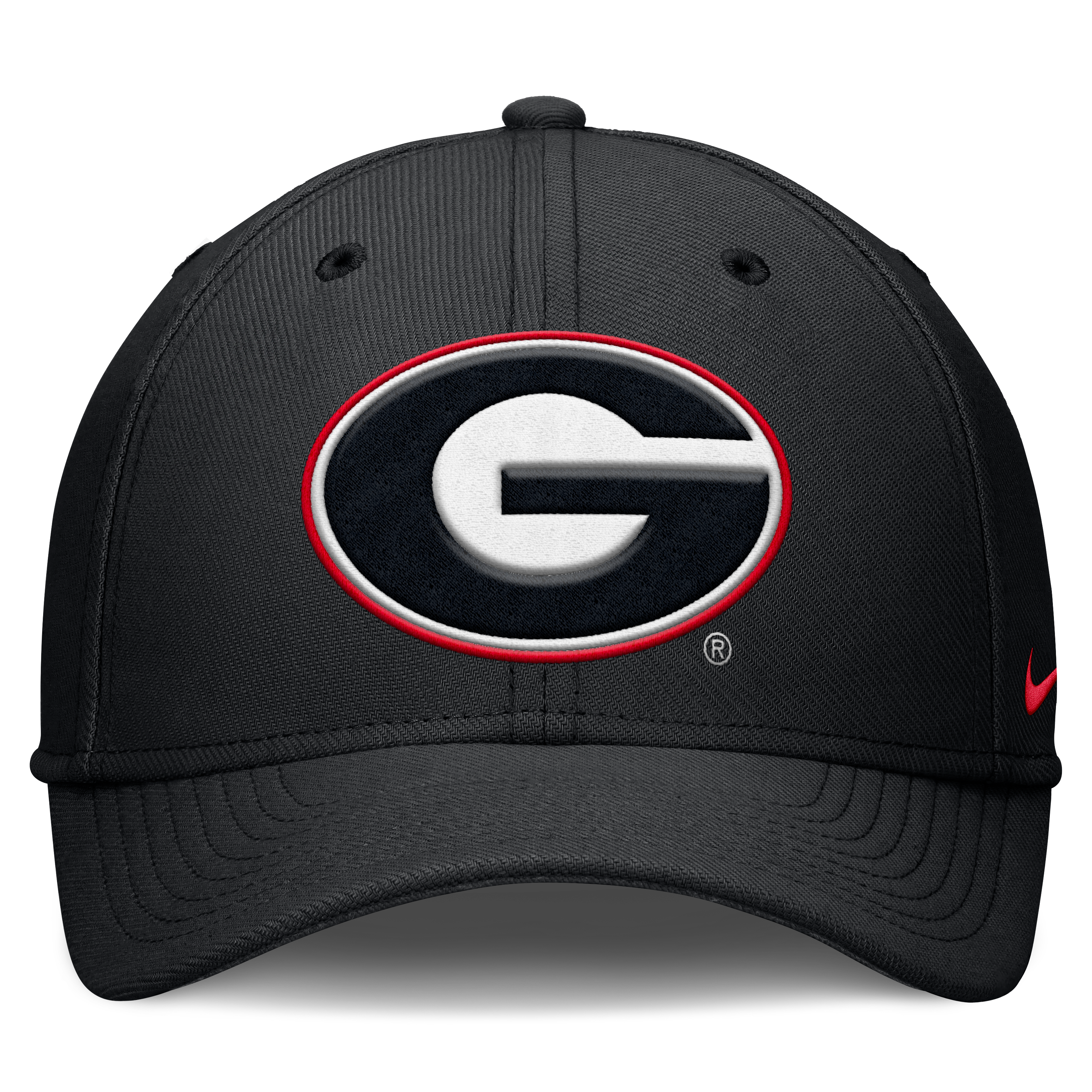 Casquette Nike Georgia Bulldogs Rise SwooshFlex Dri-FIT noire pour homme