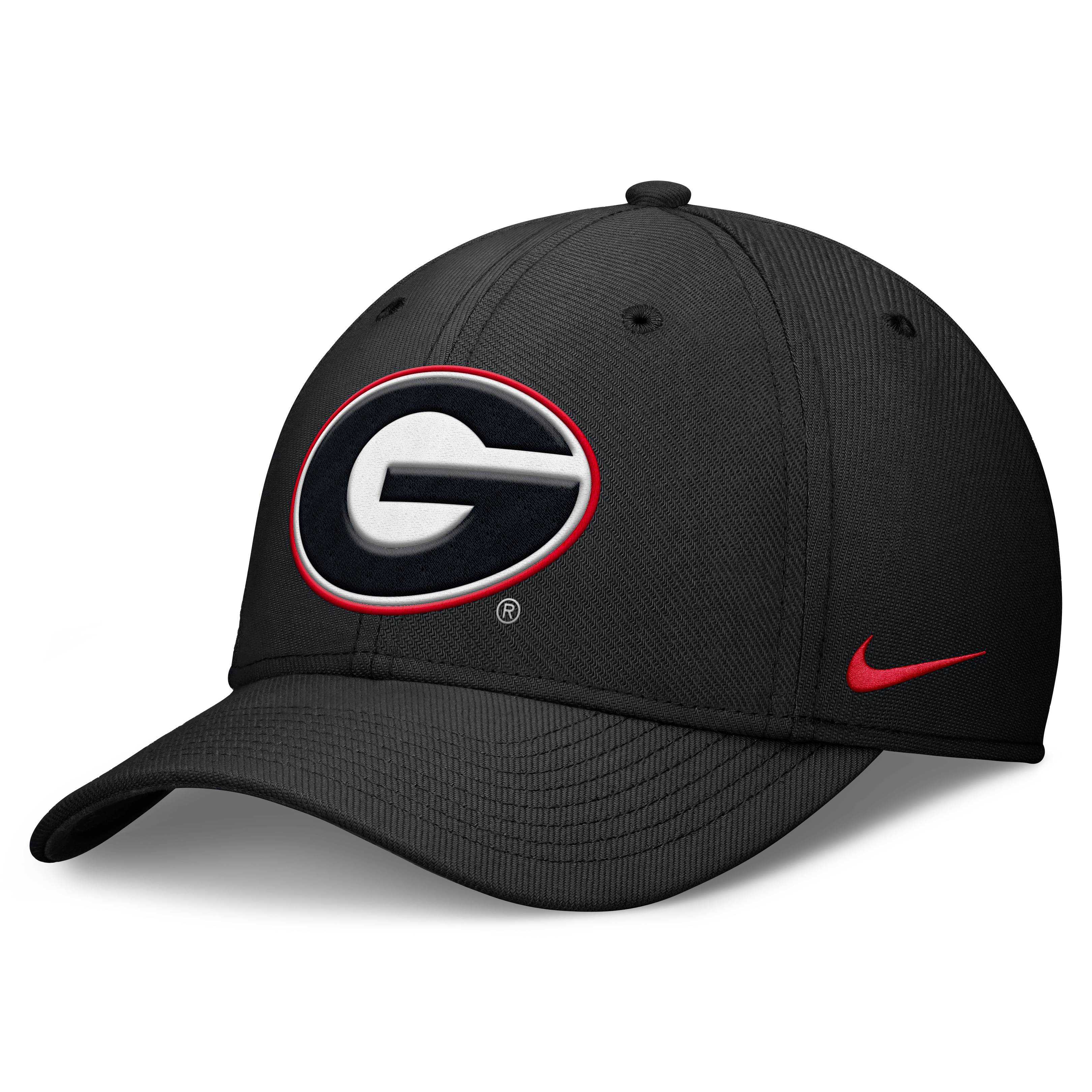 Casquette Nike Georgia Bulldogs Rise SwooshFlex Dri-FIT noire pour homme