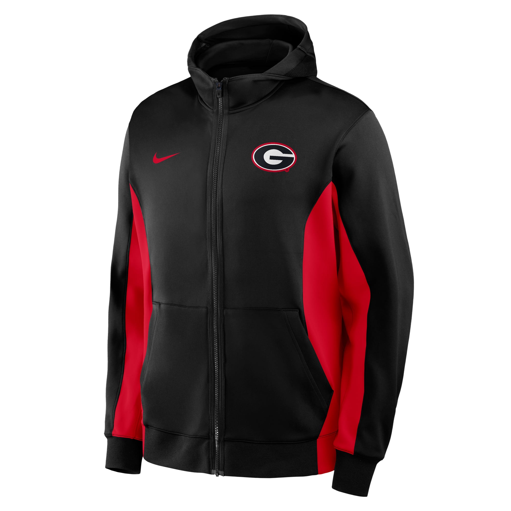 Men's Nike Black/Red Georgia Bulldogs Courtside Game Dri-FIT Full-Zip Hooded Jacket