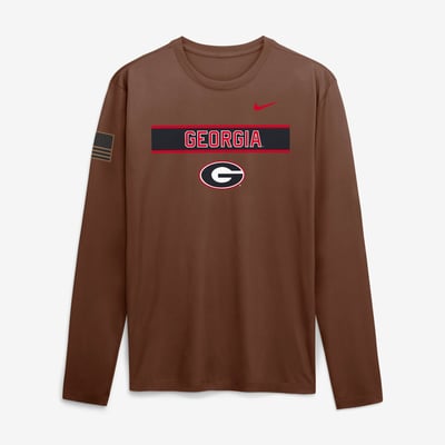 Georgia Bulldogs Nike 2026 Military Appreciation Dri-FIT Long Sleeve T-Shirt - Brown