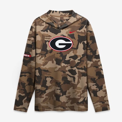 Georgia Bulldogs Nike 2026 Military Appreciation Sideline Dri-FIT Hooded Long Sleeve T-Shirt - Camo