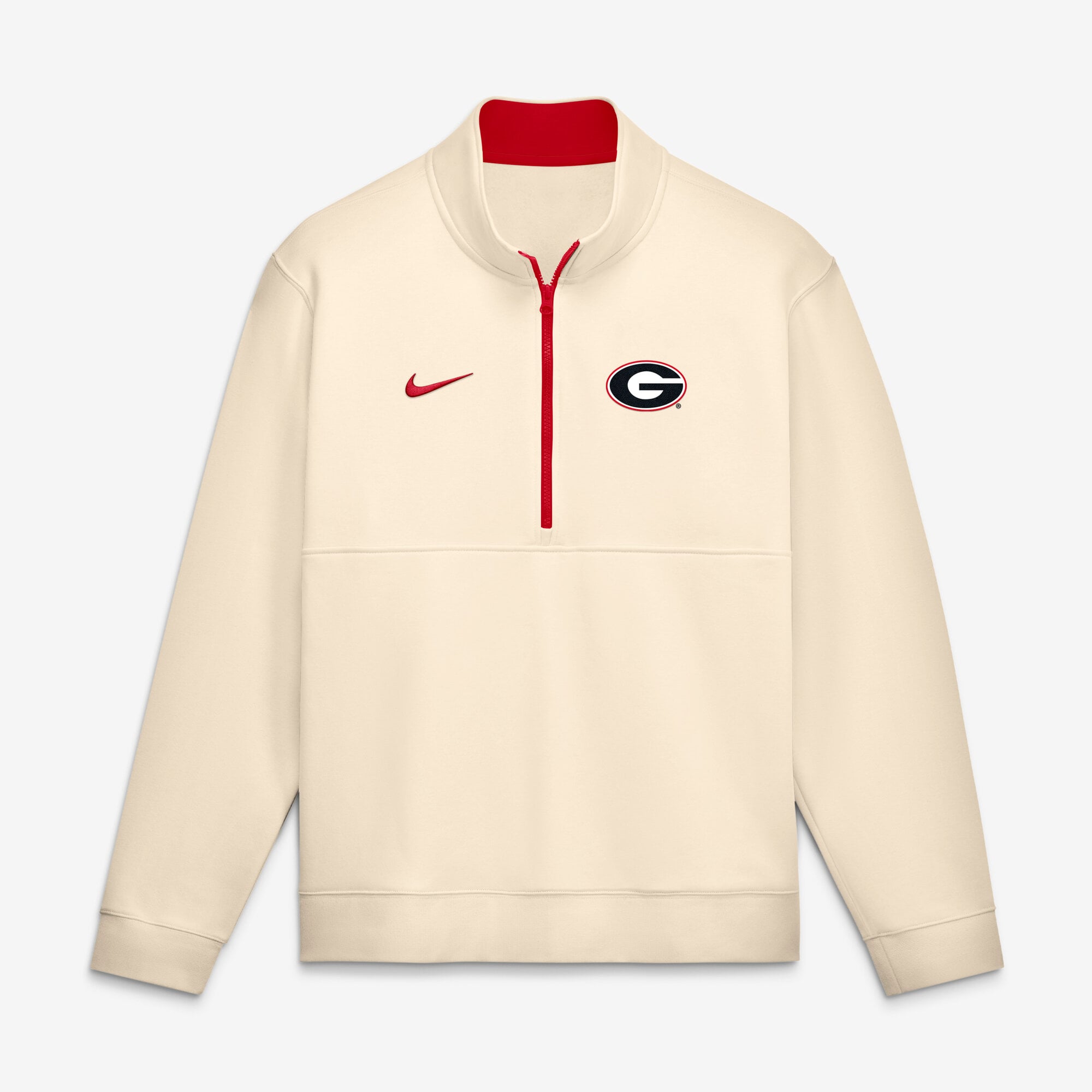 Men's Nike Cream Georgia Bulldogs Primetime Club Fleece Half-Zip Pullover