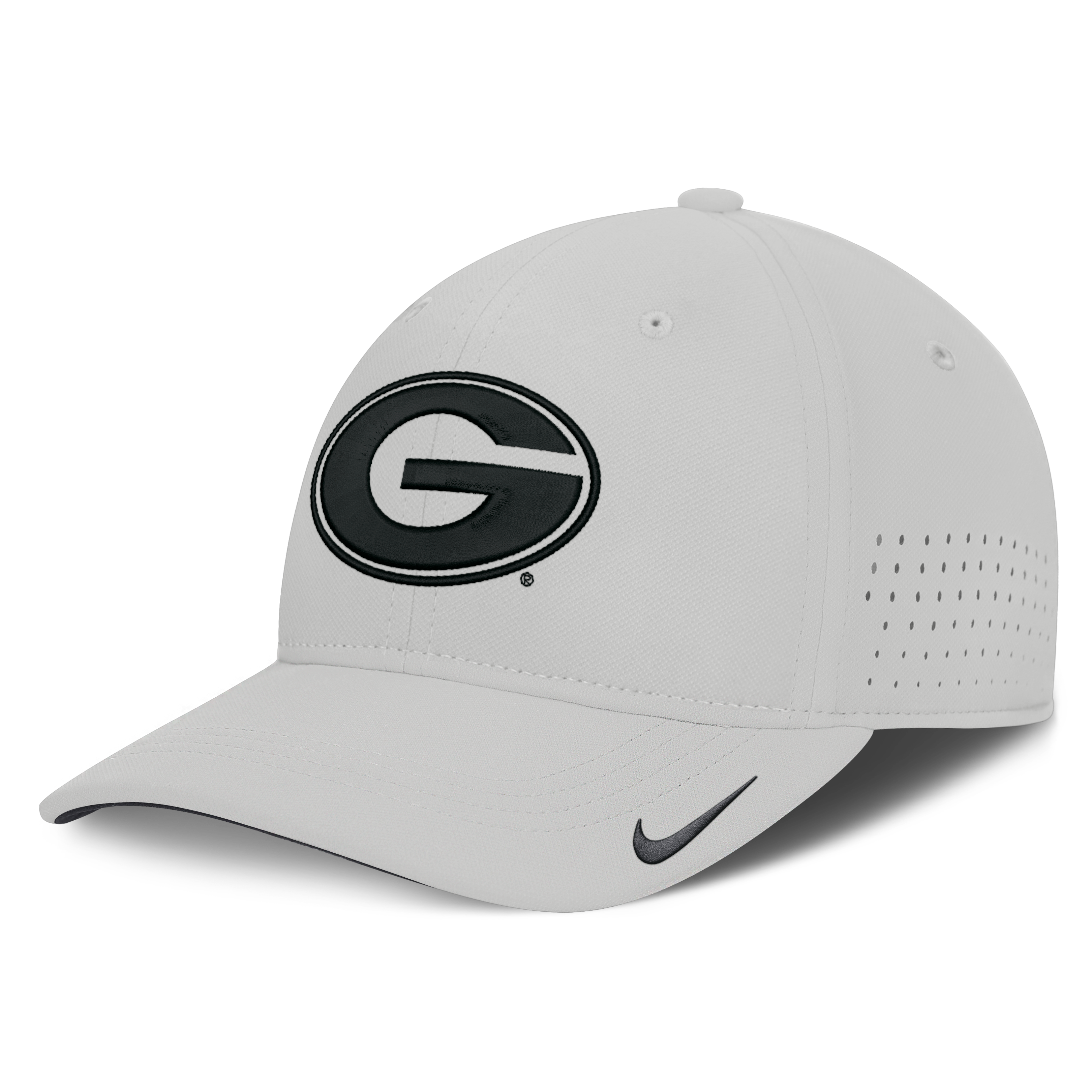 Men's Nike Gray Georgia Bulldogs 2026 Sideline Practice AeroBill SwooshFlex Dri-FIT Hat