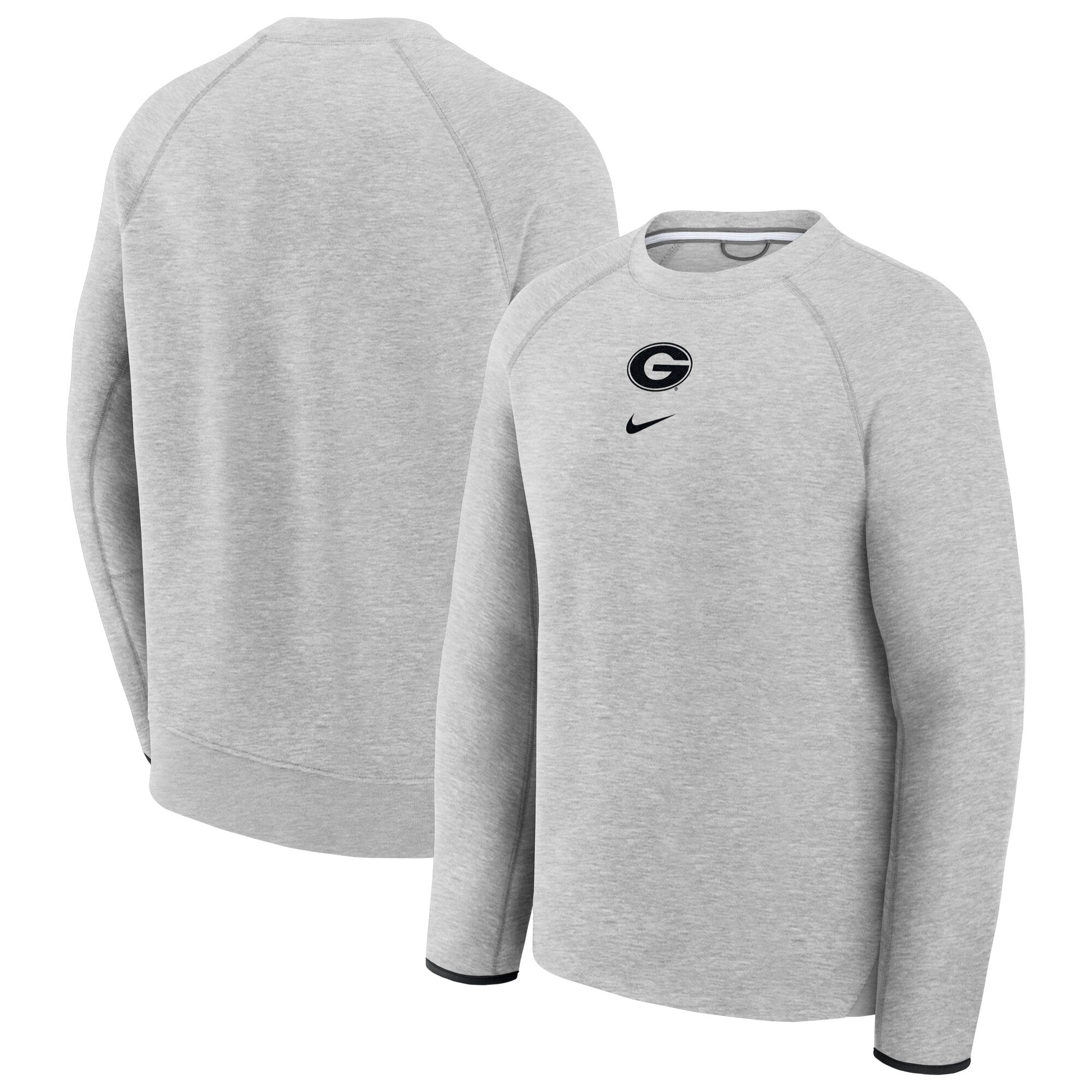 Sweat-shirt raglan Nike Georgia Bulldogs gris en polaire technique pour homme