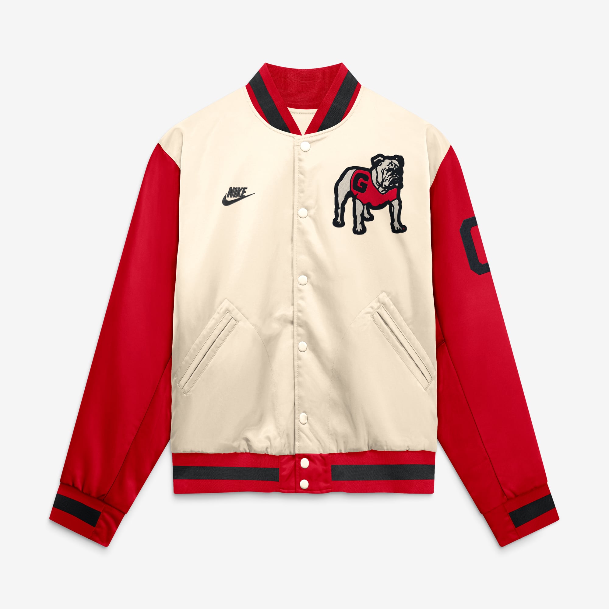 Men's Nike Natural/Red Georgia Bulldogs Legacy Full-Snap Bomber Jacket