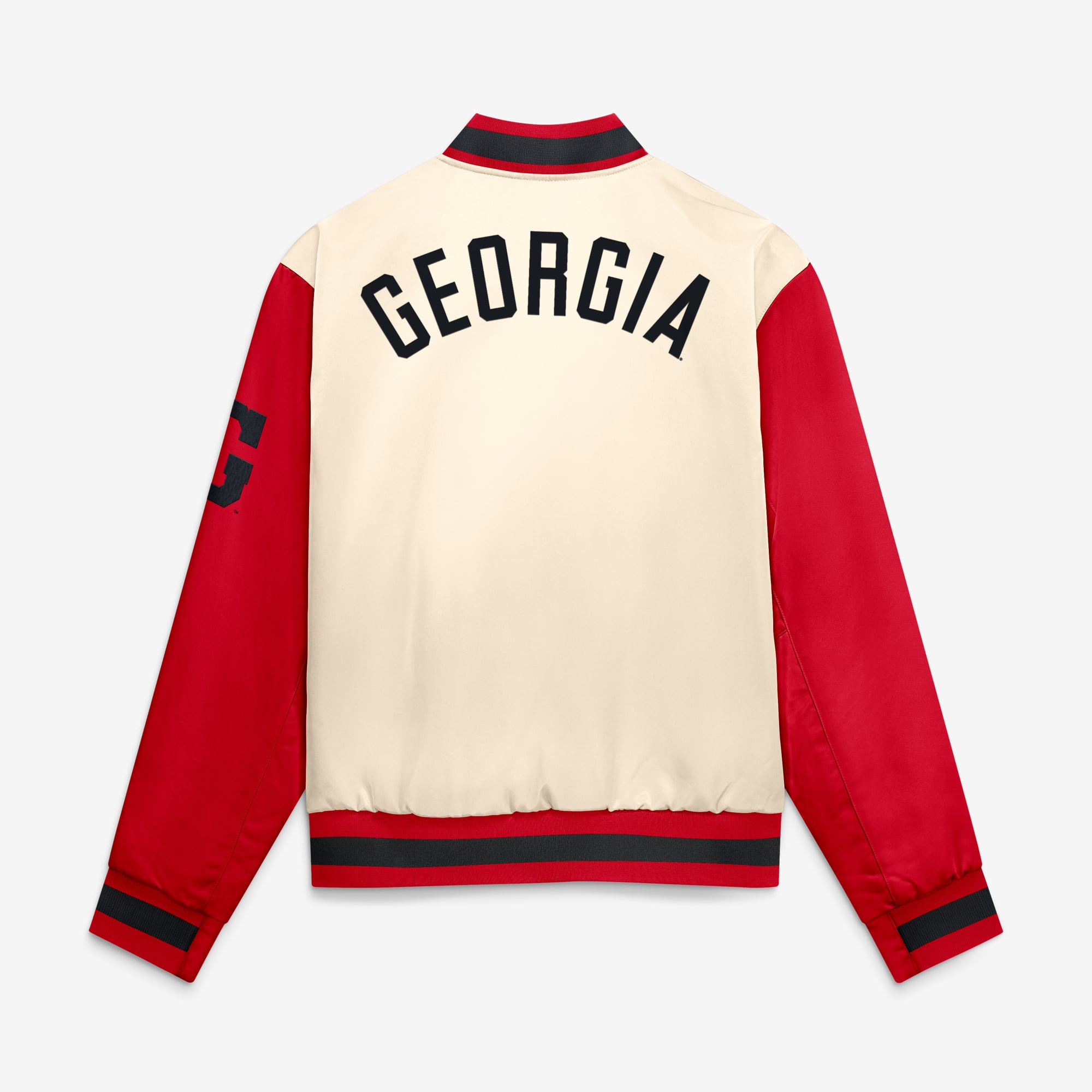 Men's Nike Natural/Red Georgia Bulldogs Legacy Full-Snap Bomber Jacket