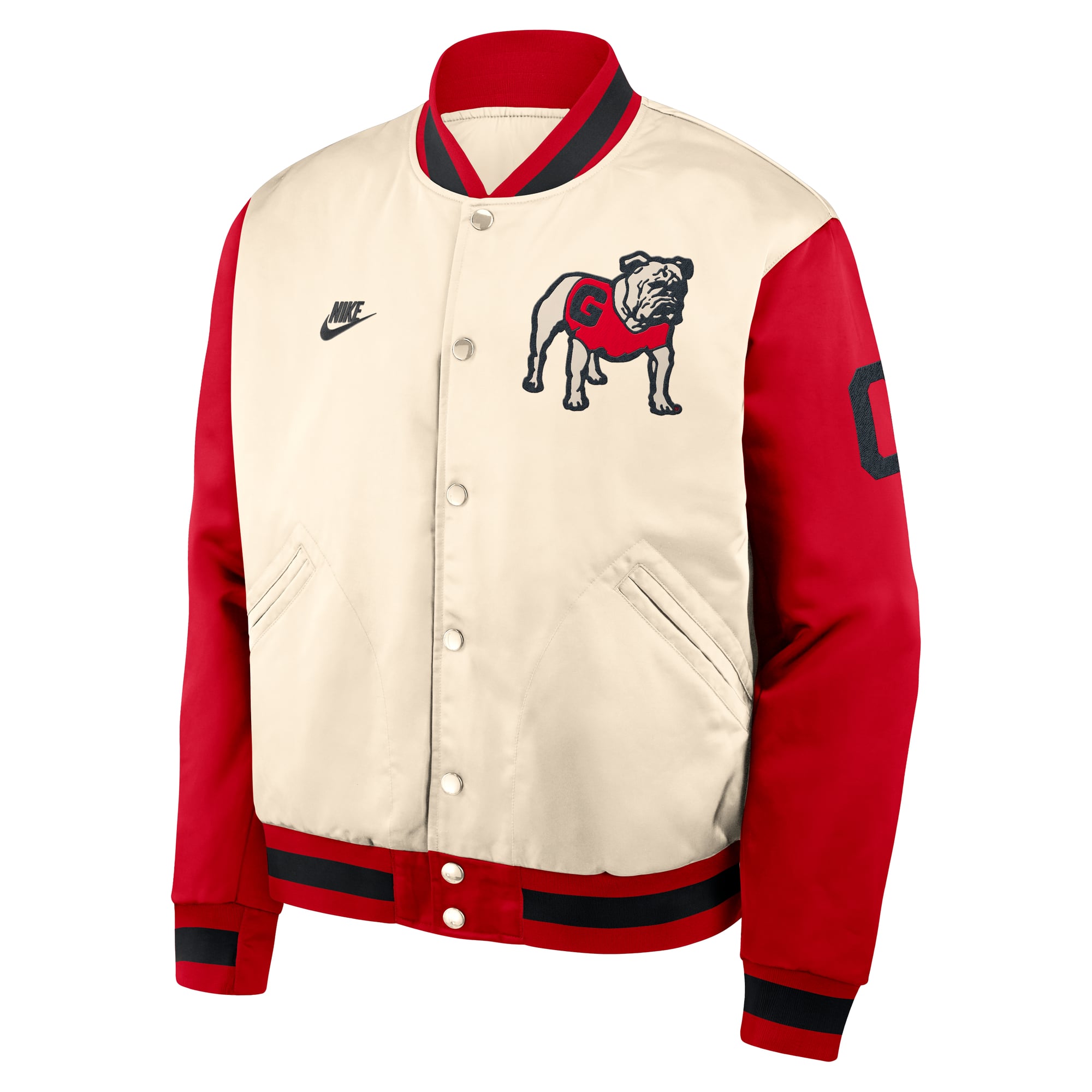 Men's Nike Natural/Red Georgia Bulldogs Legacy Full-Snap Bomber Jacket