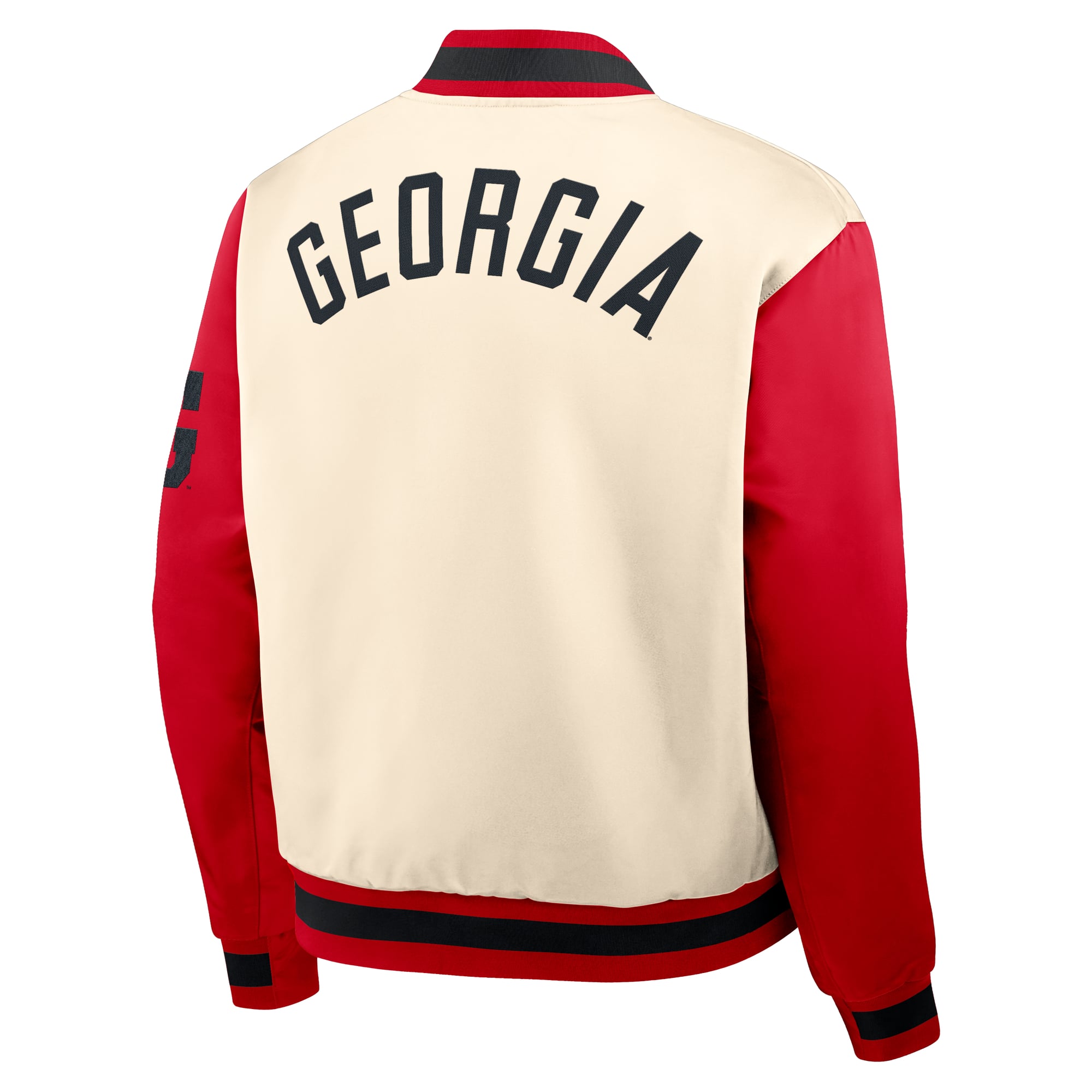 Men's Nike Natural/Red Georgia Bulldogs Legacy Full-Snap Bomber Jacket