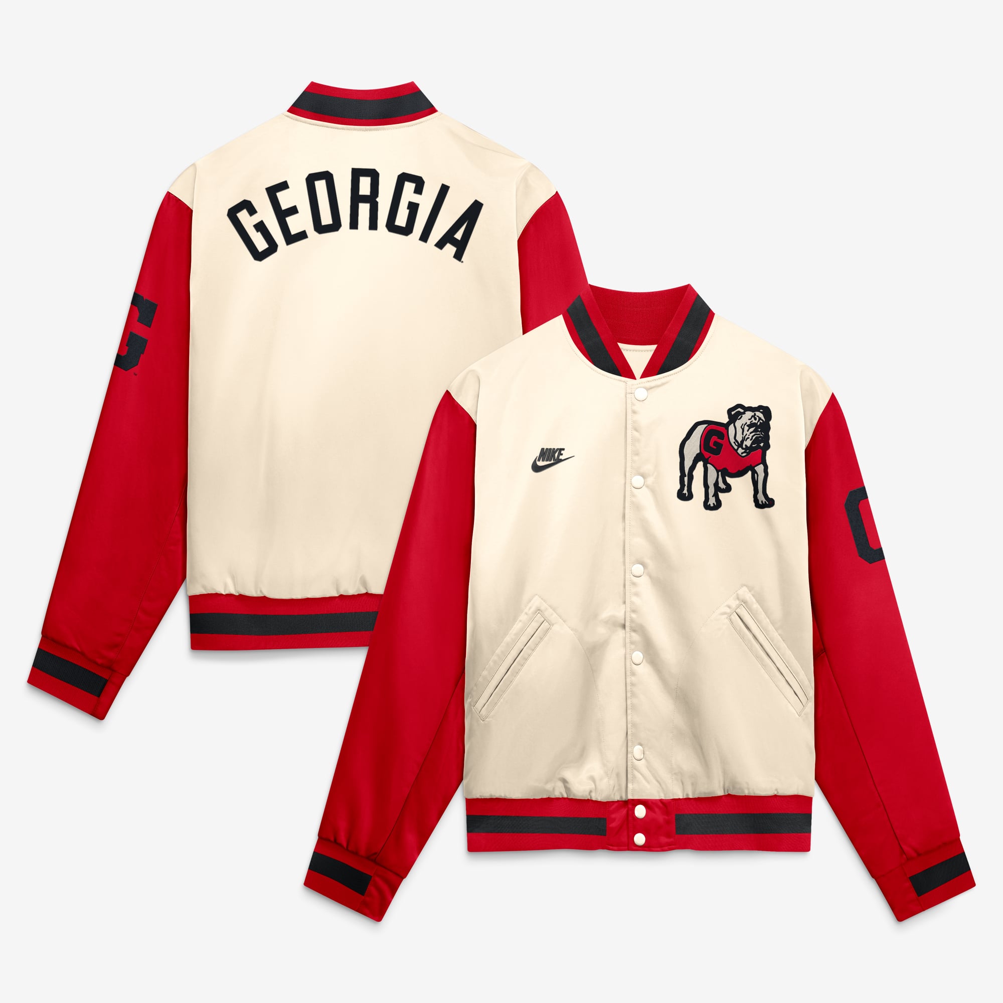 Men's Nike  Natural/Red Georgia Bulldogs Legacy Full-Snap Bomber Jacket