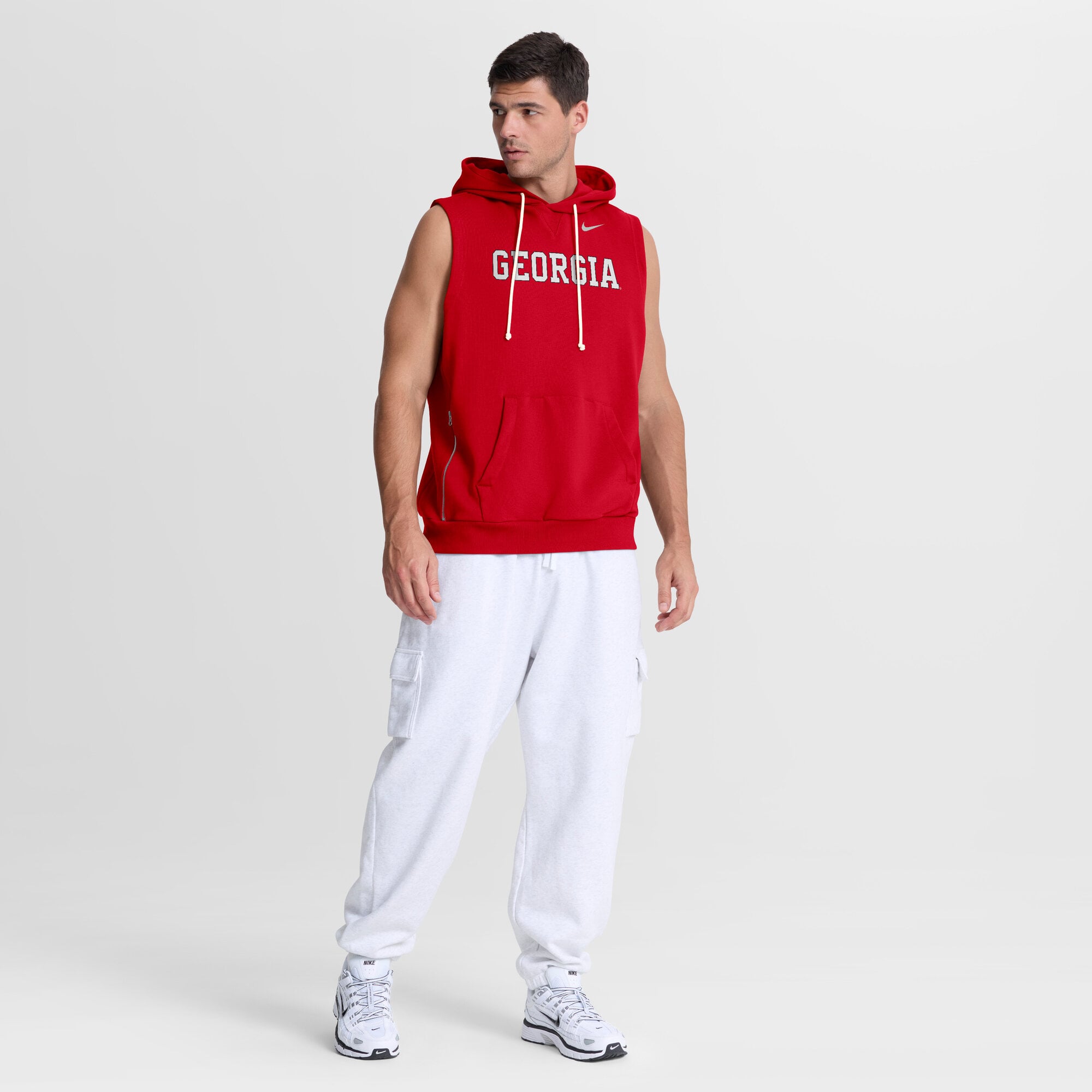 Men's Nike Red Georgia Bulldogs 2026 Sideline Sleeveless Dri-FIT Hoodie