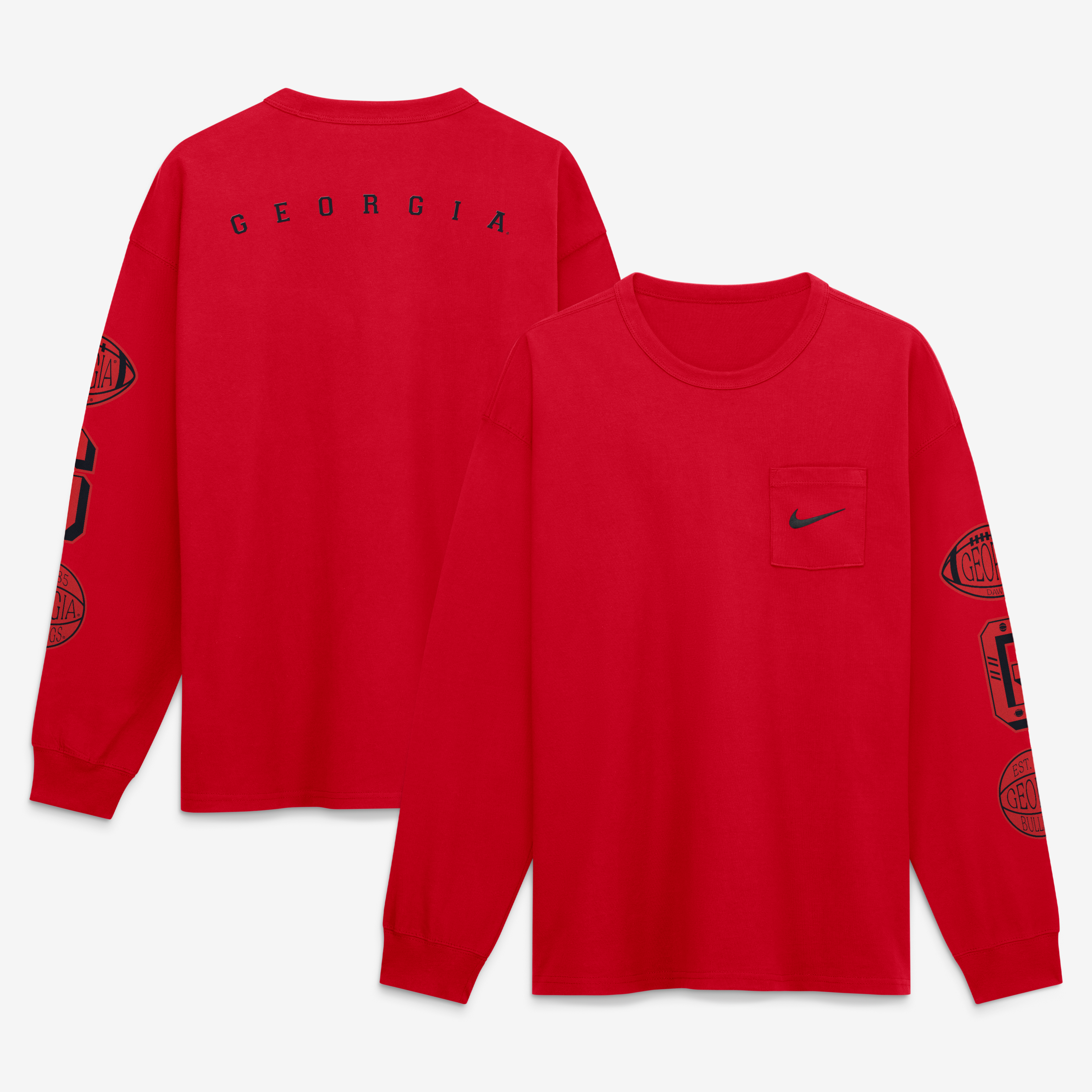 T-shirt à manches longues Nike rouge Georgia Bulldogs pour homme avec poche académique