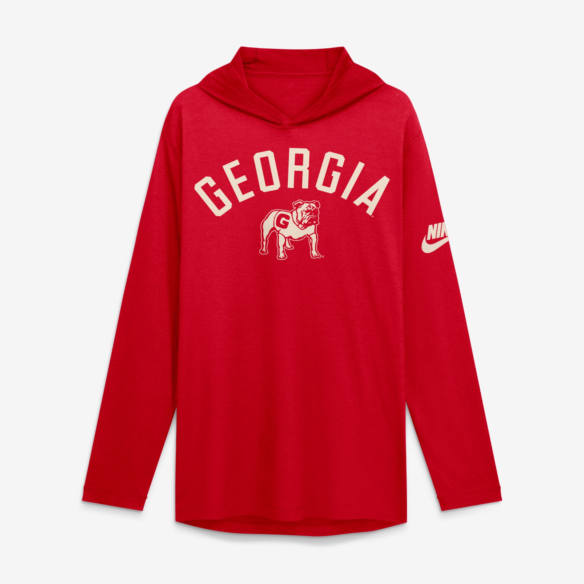 Men's Nike Red Georgia Bulldogs Legacy Arch Tri-Blend Long Sleeve Hooded T-Shirt