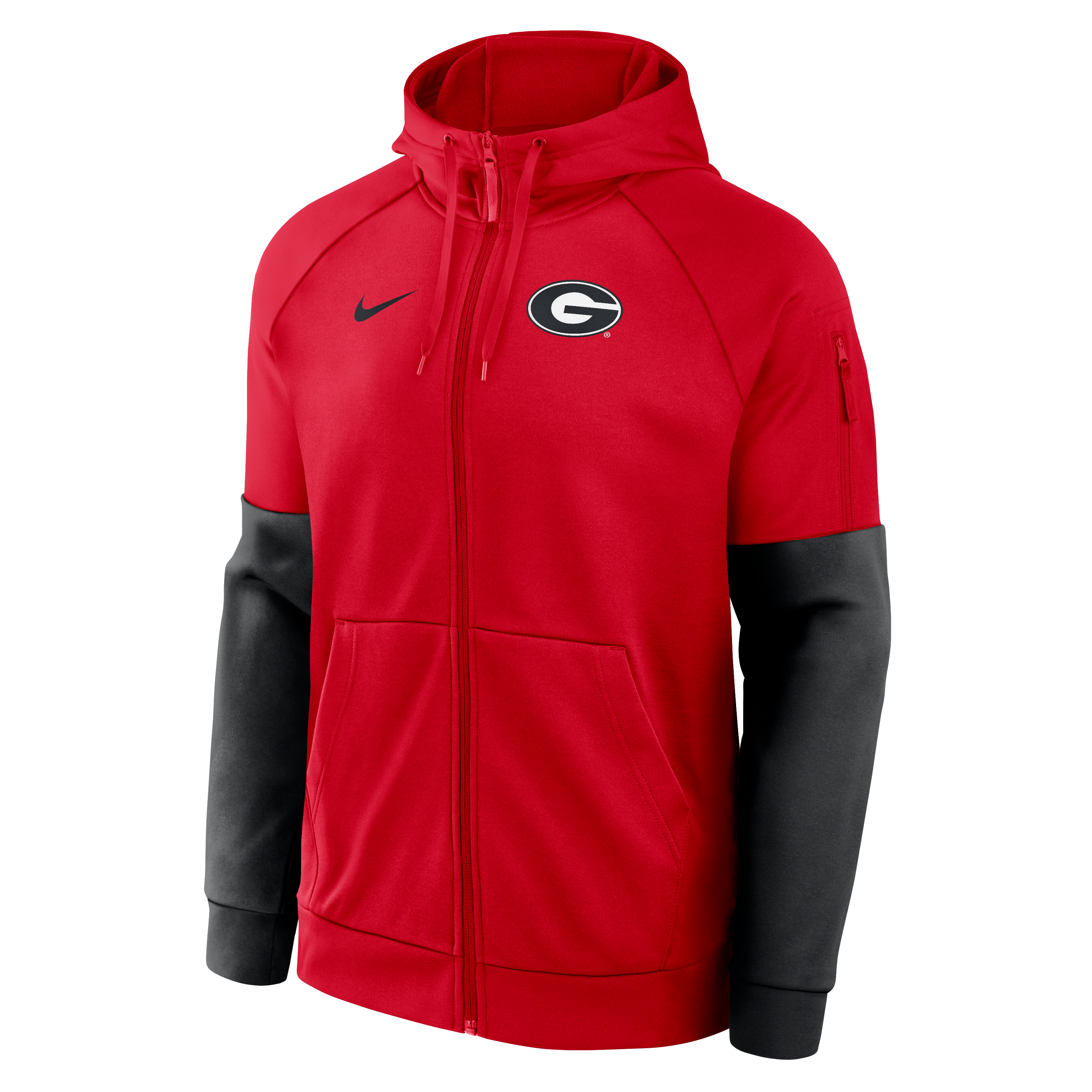 Sweat à capuche zippé Nike rouge Georgia Bulldogs Primetime Primary Logo Therma-FIT Raglan pour homme