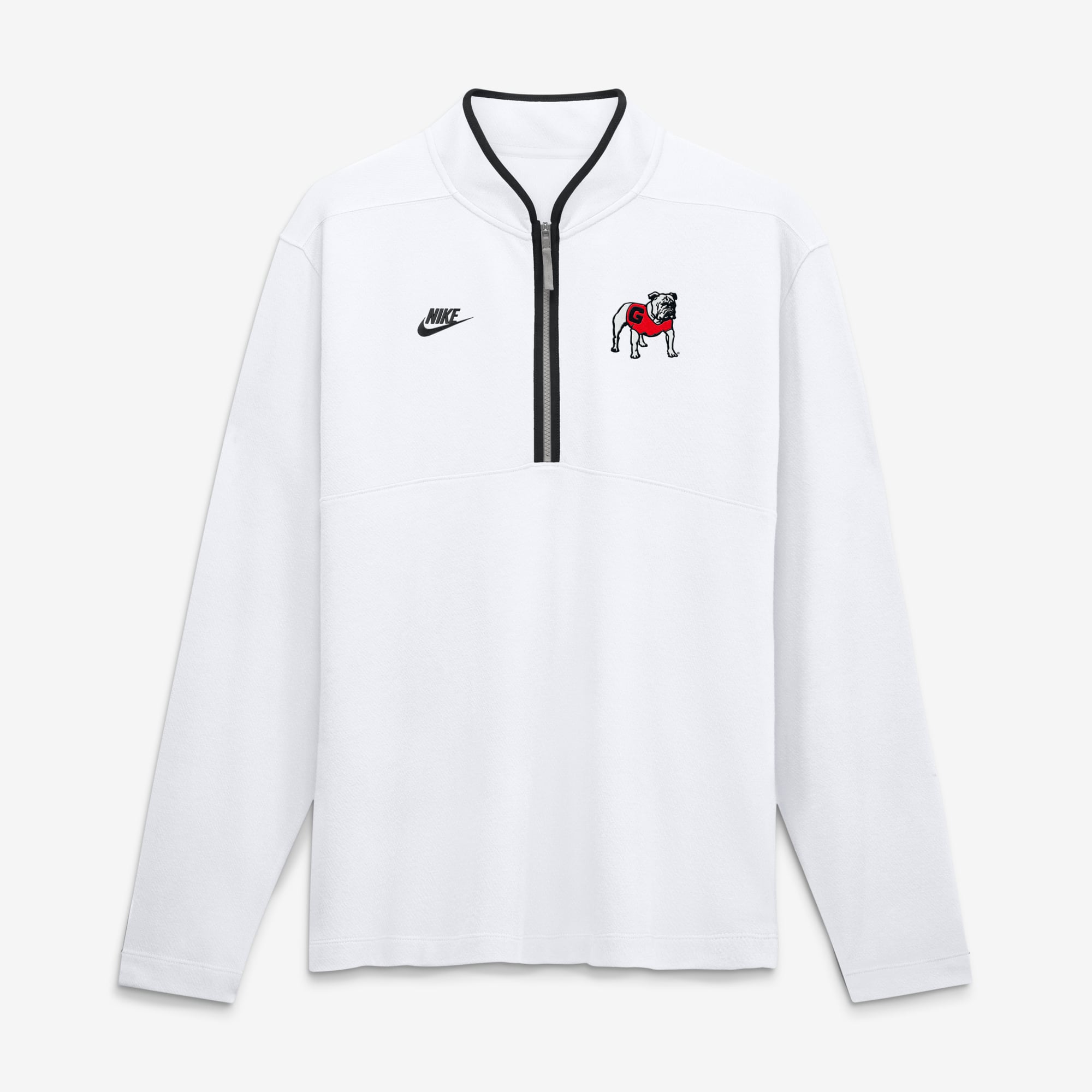 Pull-over Nike blanc Georgia Bulldogs Courtside Victory Dri-FIT à demi-zip pour homme