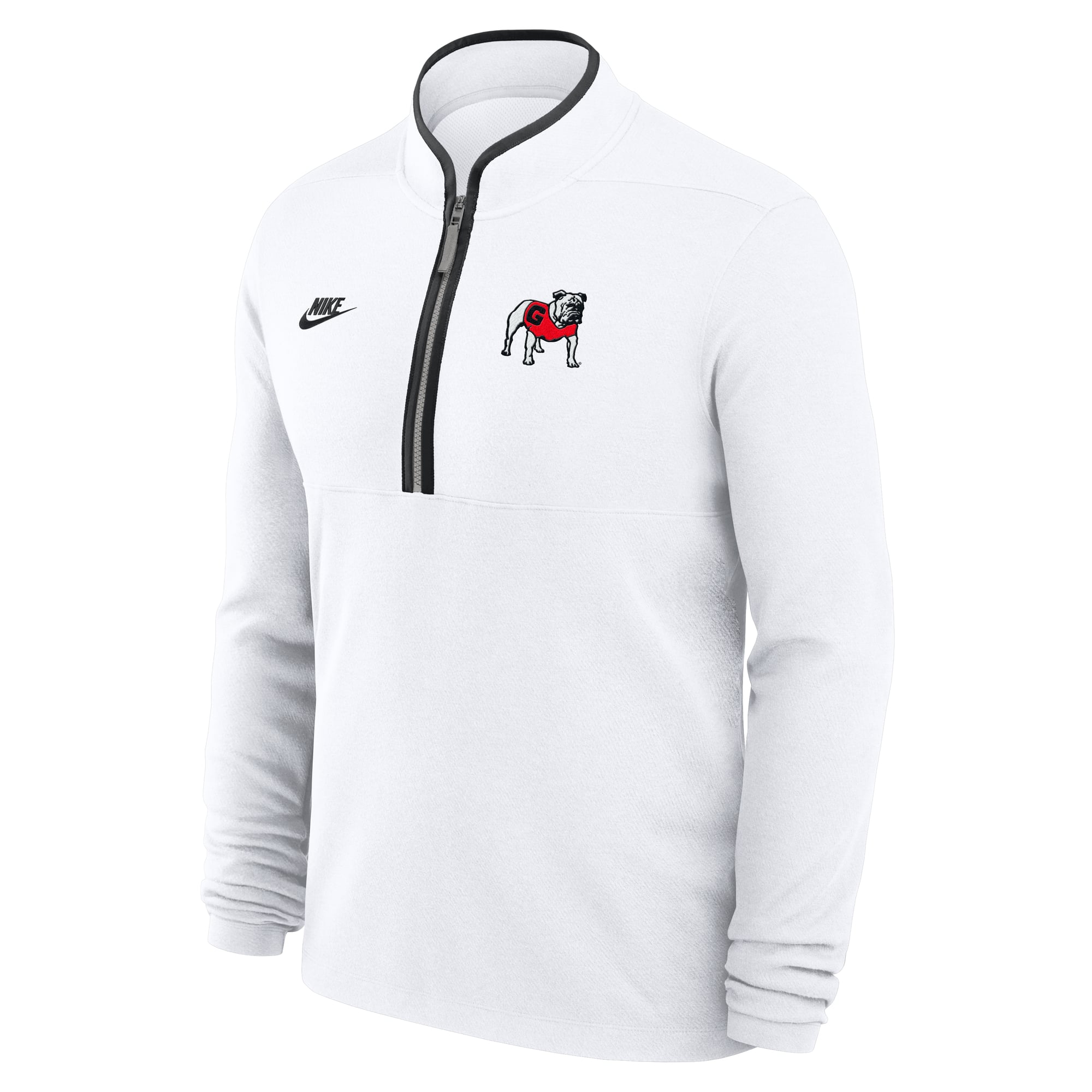 Pull-over Nike blanc Georgia Bulldogs Courtside Victory Dri-FIT à demi-zip pour homme