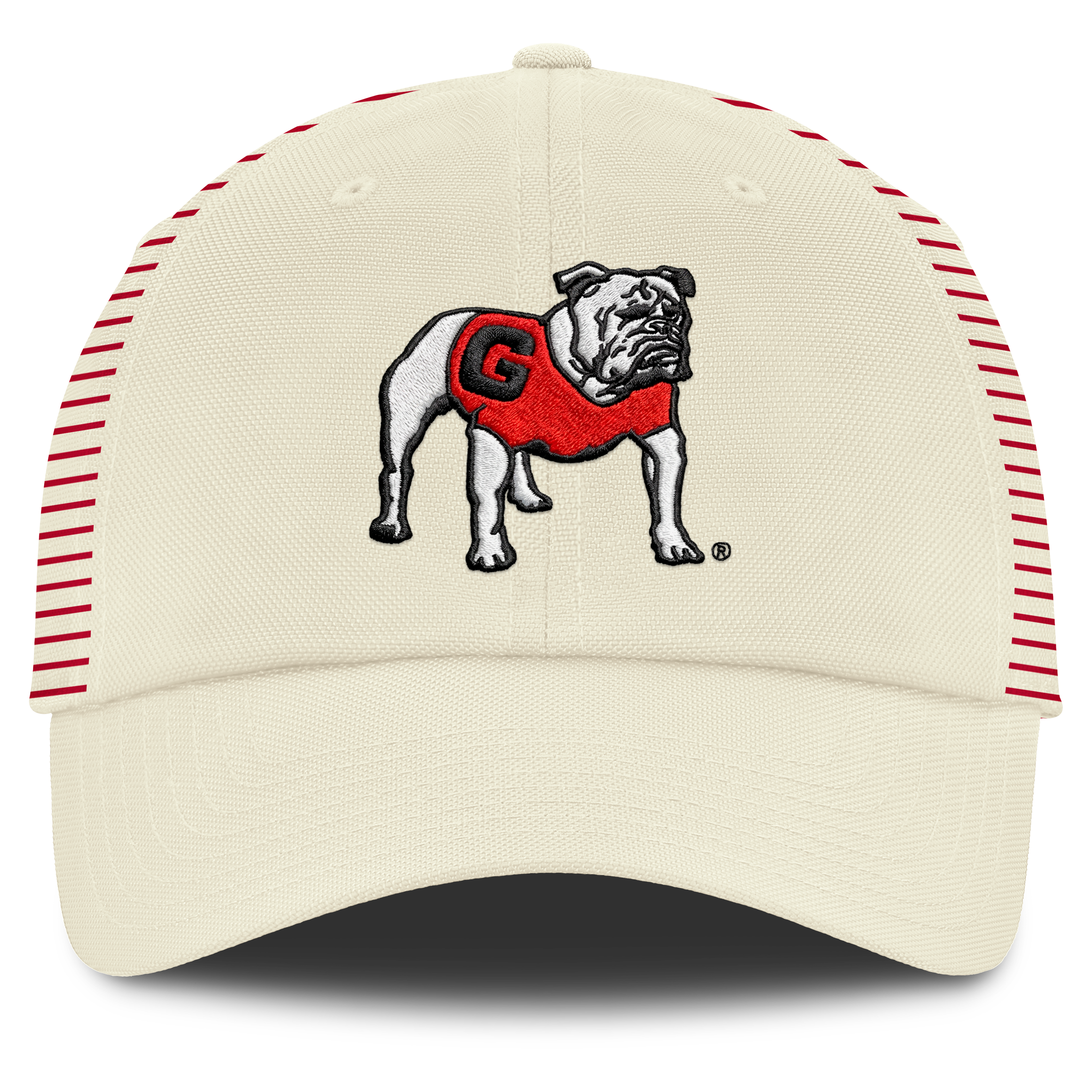 Casquette Nike blanche pour homme, logo Vault des Georgia Bulldogs, rayée, style club, technologie Dri-FIT, ajustable