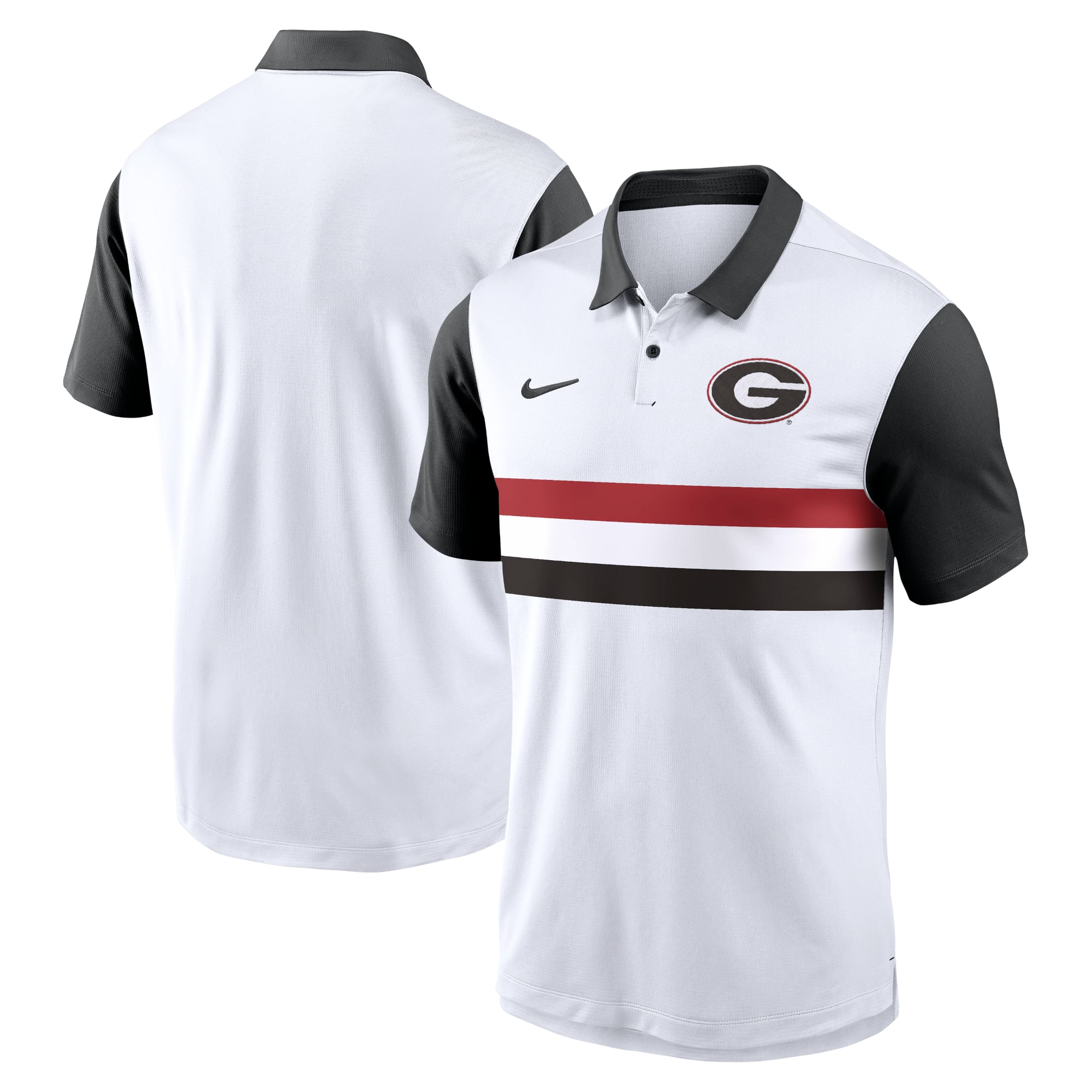 Men's Nike White/Black Georgia Bulldogs Primetime Campus Pattern Vapor Dri-FIT Polo