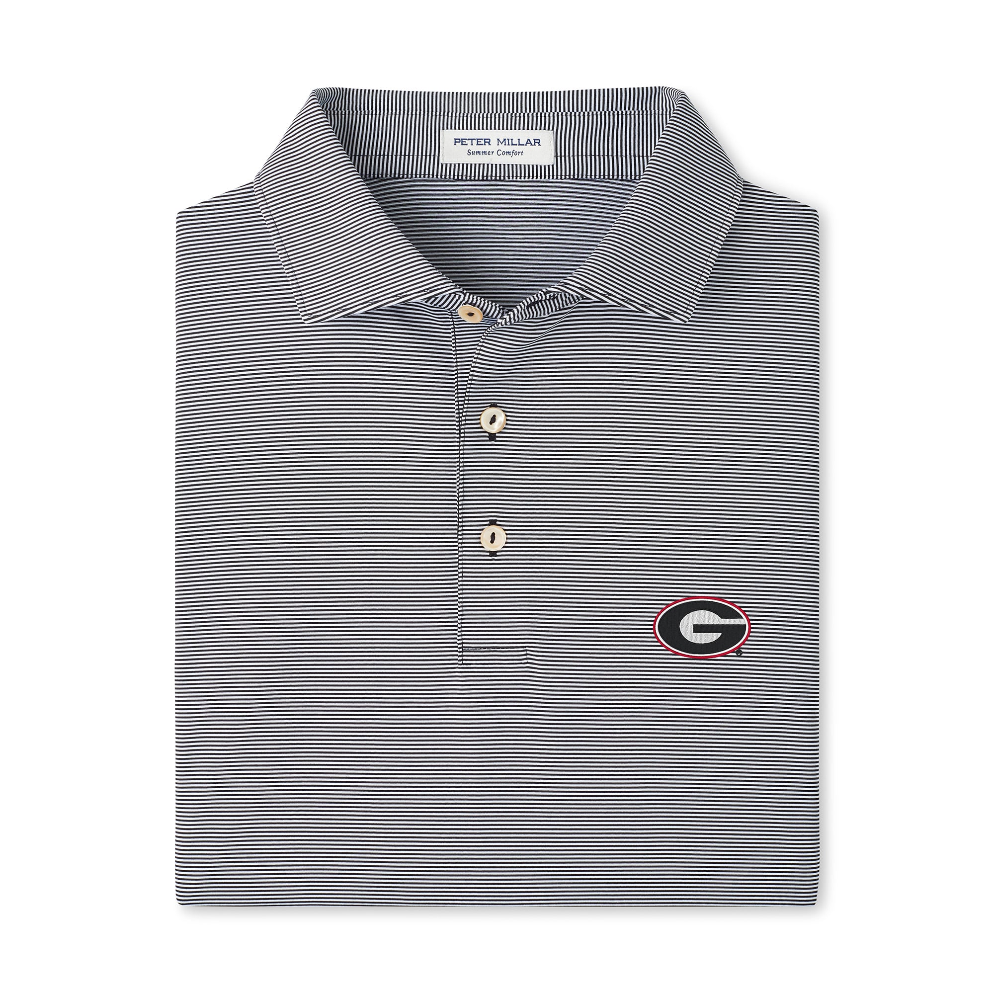 Men's Peter Millar Black/White Georgia Bulldogs Jubilee Stripe Stretch Jersey Polo