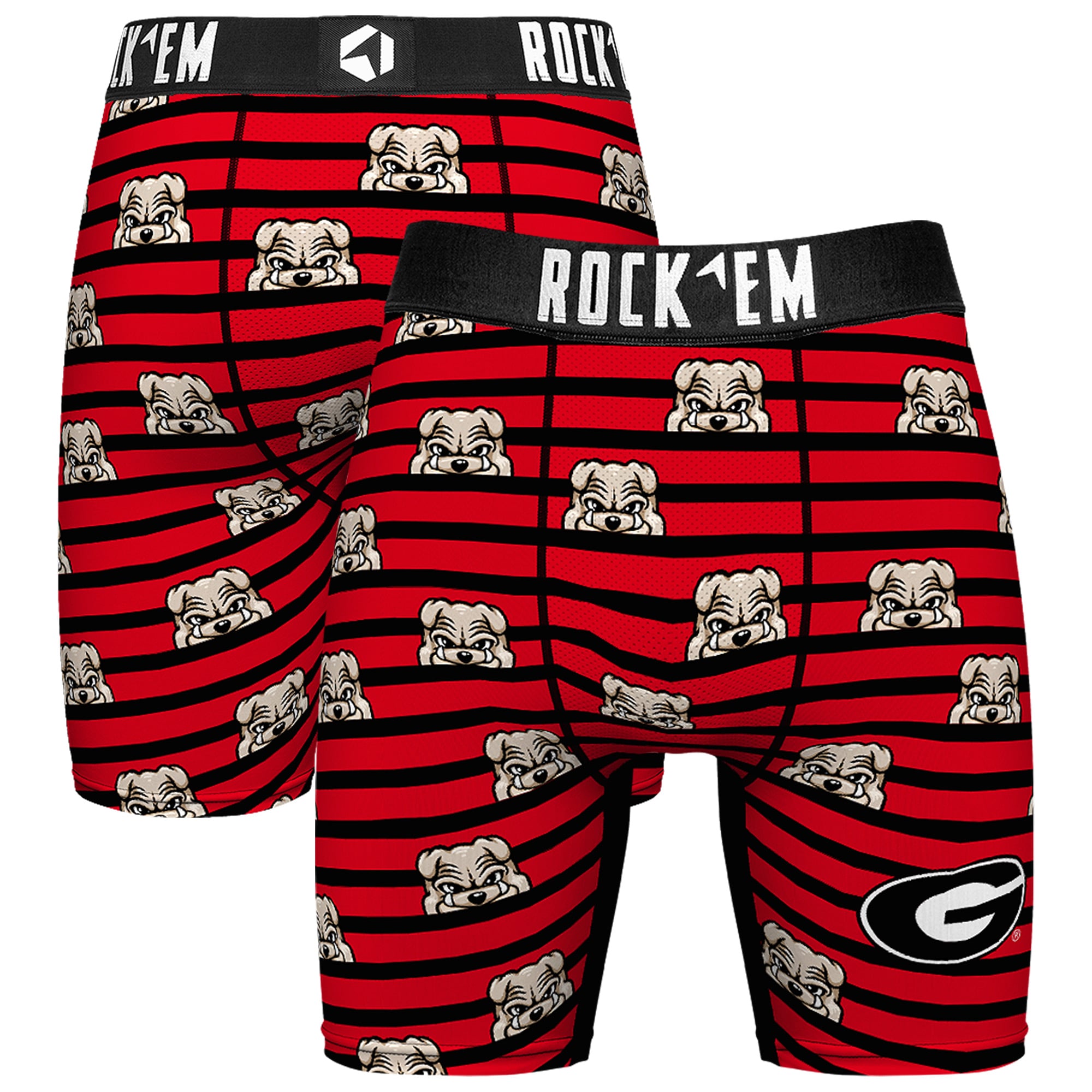 Men's Rock Em Socks Red Georgia Bulldogs Mascot Stripes Boxer Briefs