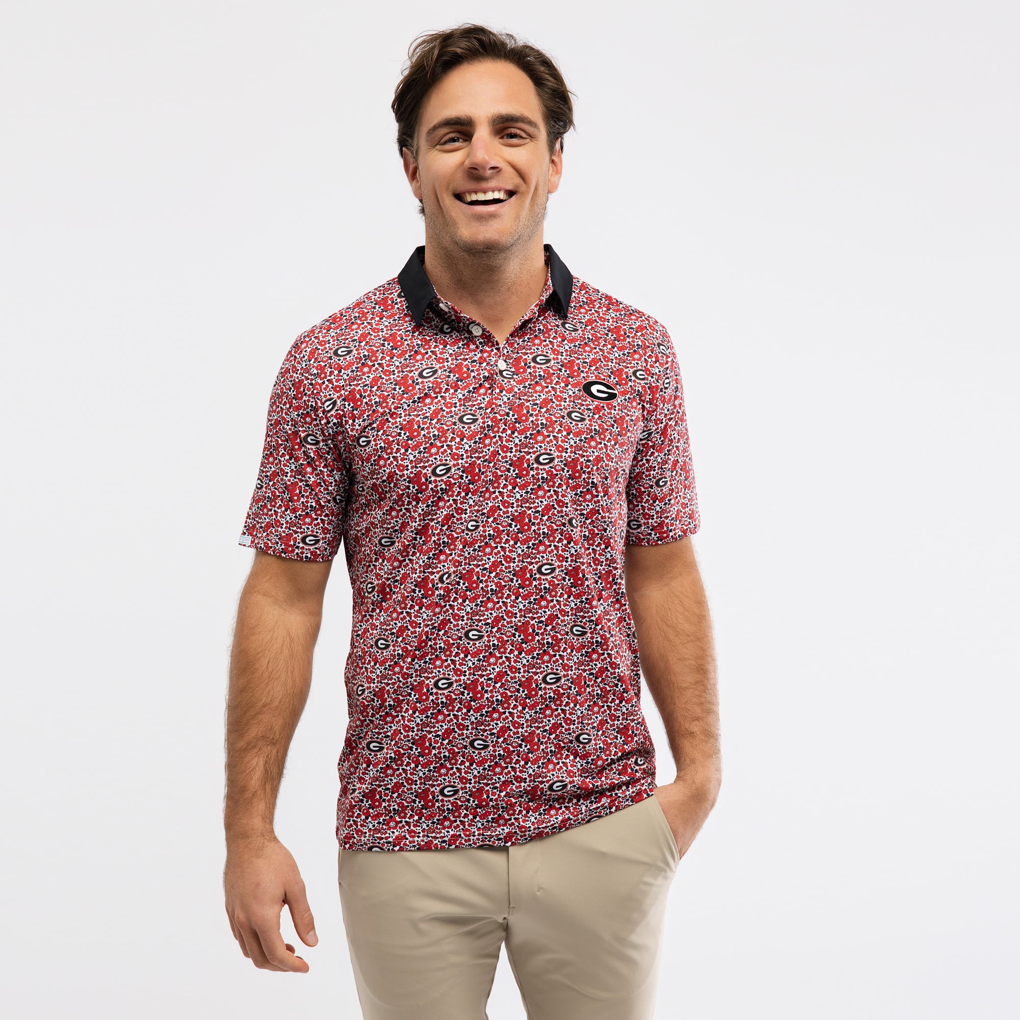 Polo Teddy rouge Smith & Quinn Georgia Bulldogs Poppies pour homme