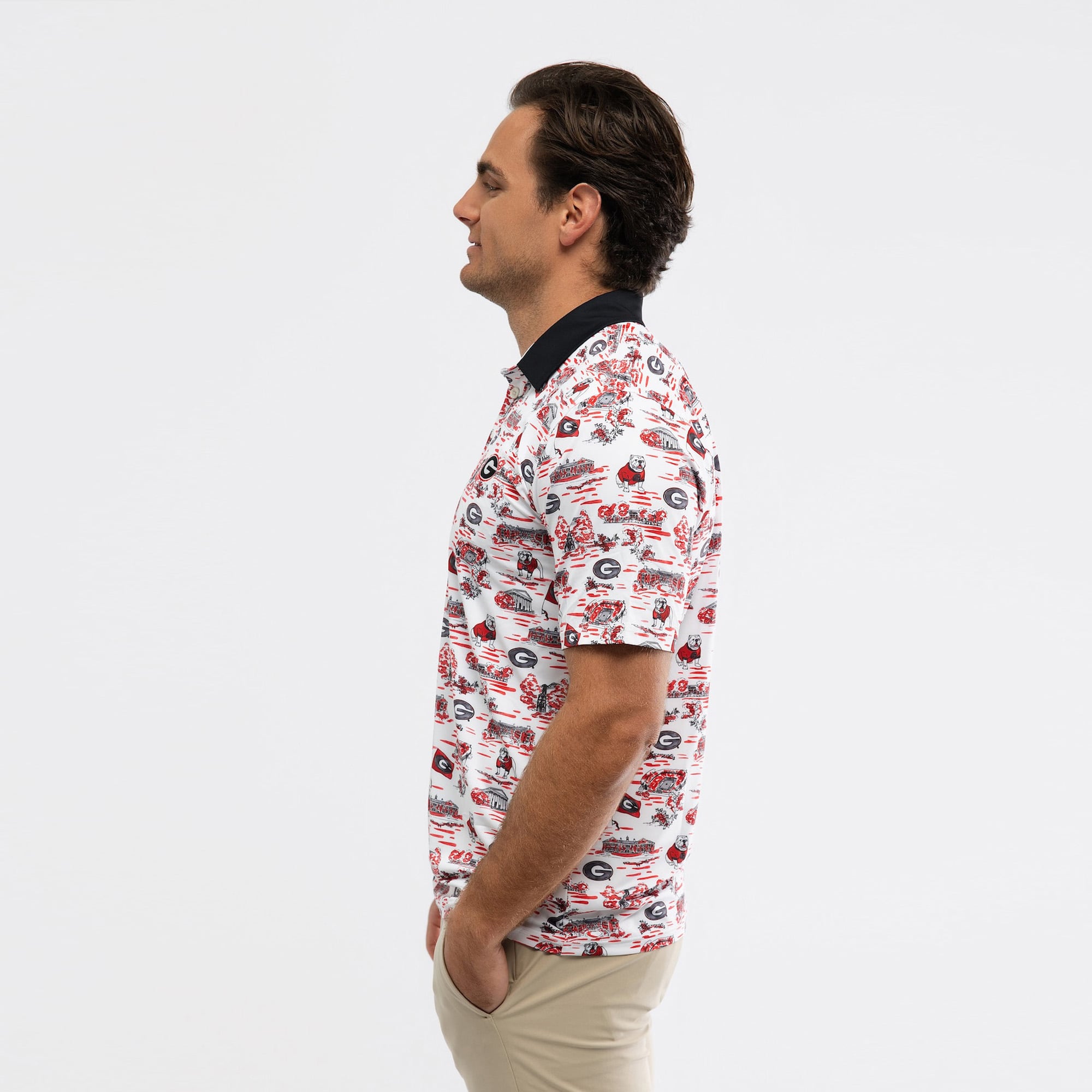Men's Smith & Quinn White Georgia Bulldogs Toile Teddy Polo