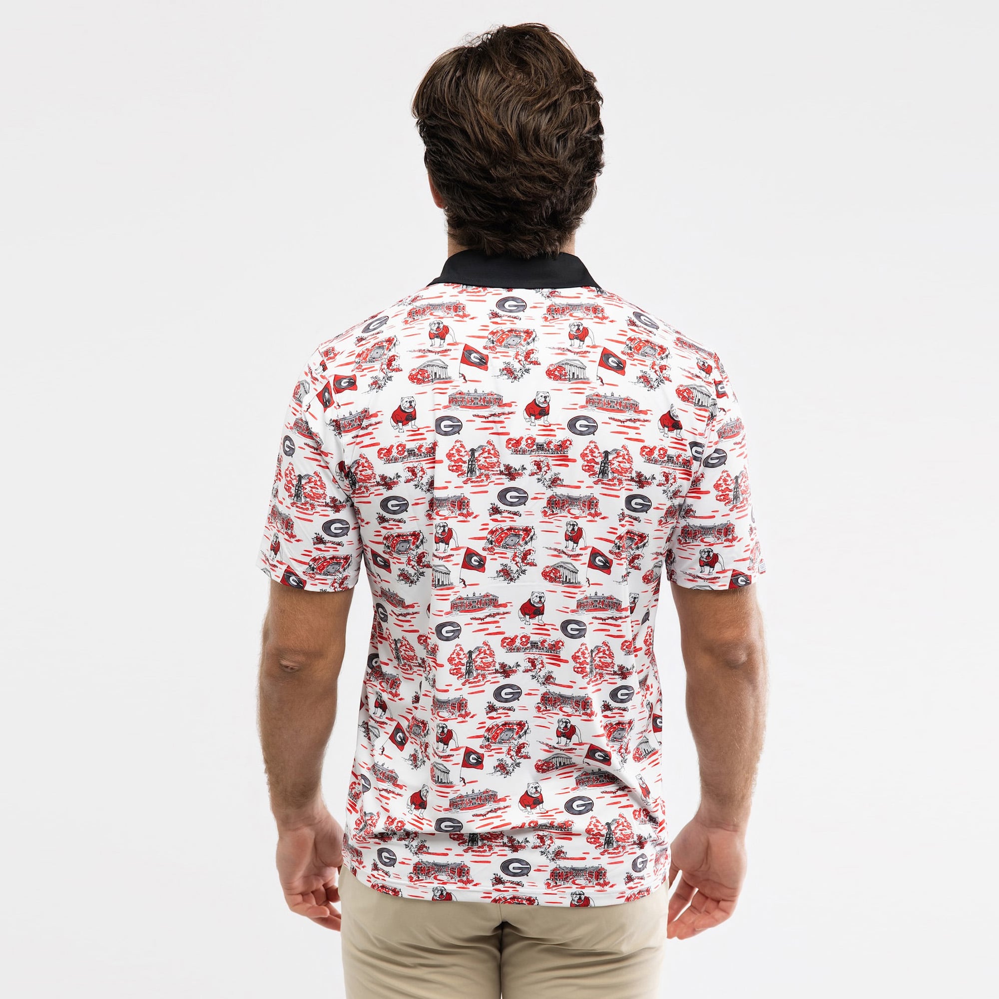 Men's Smith & Quinn White Georgia Bulldogs Toile Teddy Polo