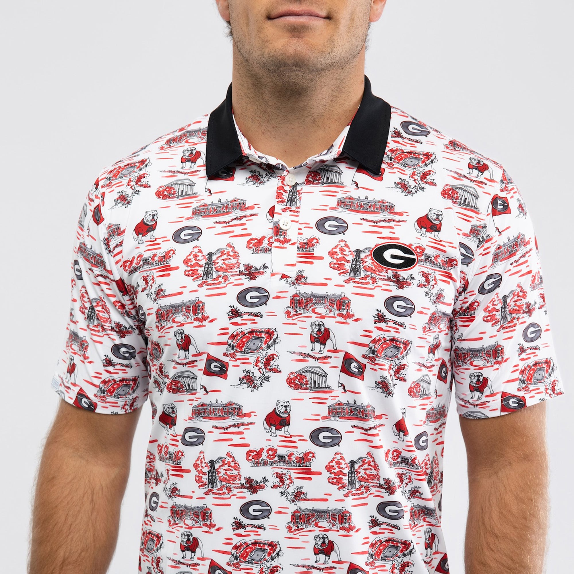 Men's Smith & Quinn White Georgia Bulldogs Toile Teddy Polo