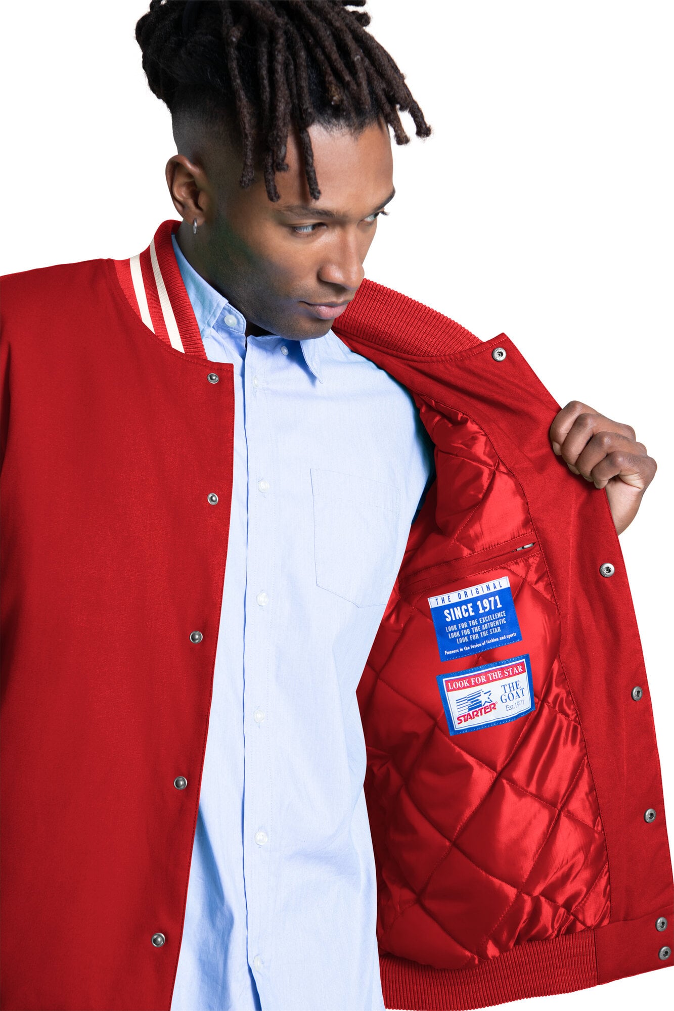 Veste universitaire Starter blanche Georgia Bulldogs Spectator à boutons-pression pour homme