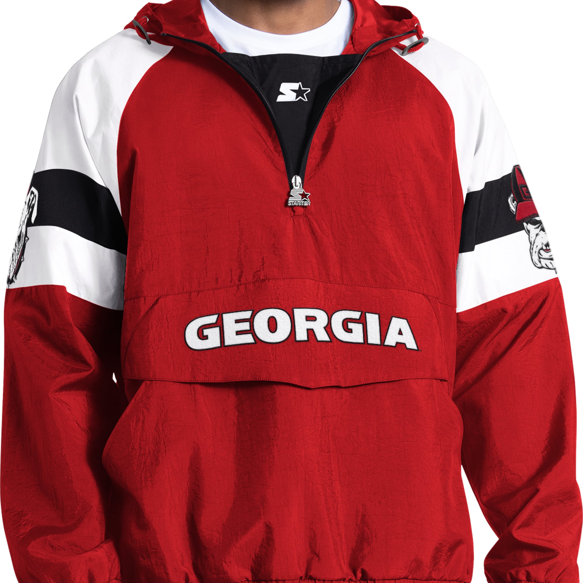 Veste Starter rouge Georgia Bulldogs Street Cut à demi-zip pour homme