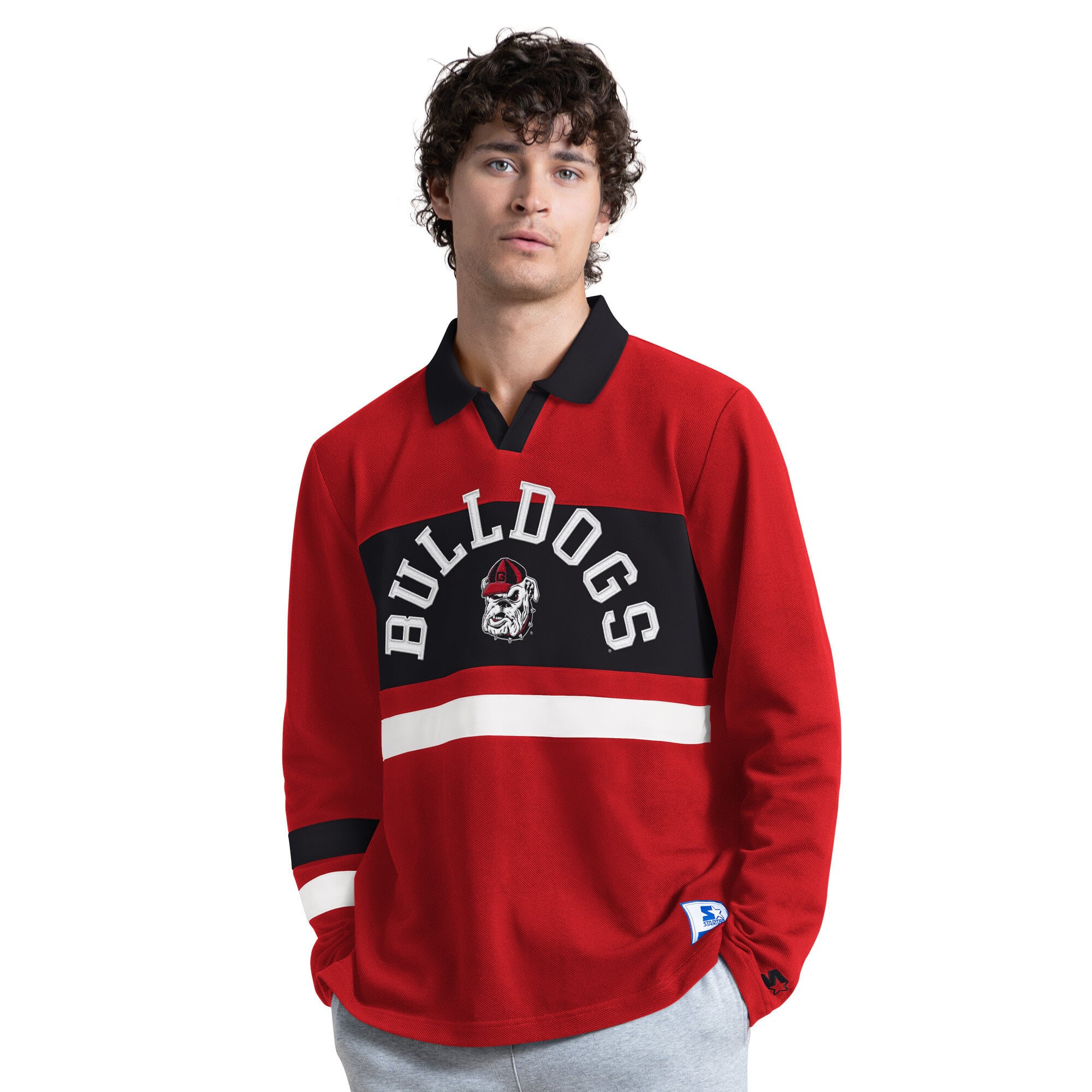 Maillot de rugby Starter rouge pour homme, aux couleurs des Georgia Bulldogs.