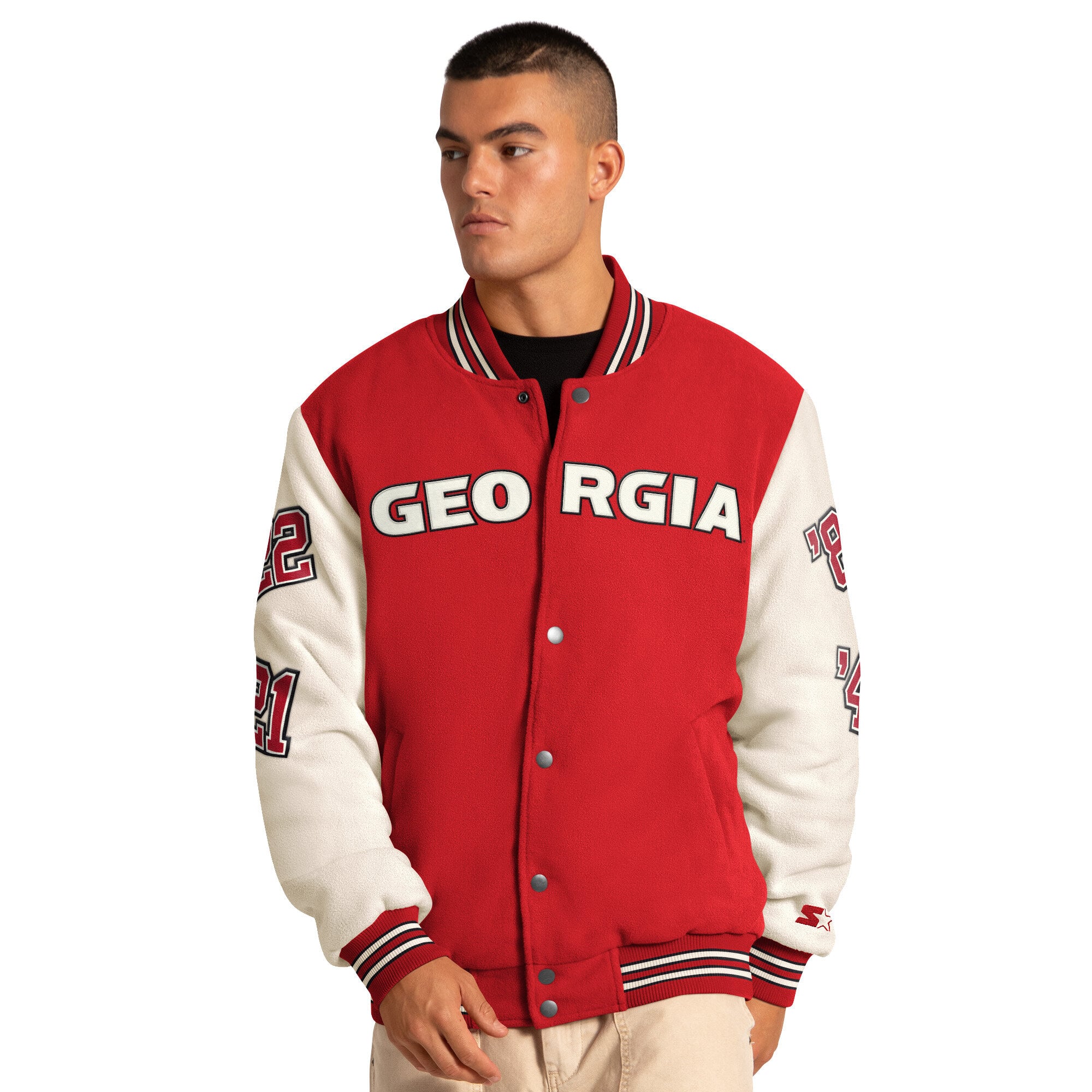 Veste commémorative Starter rouge Georgia Bulldogs Triple Crown pour homme, à boutons-pression.