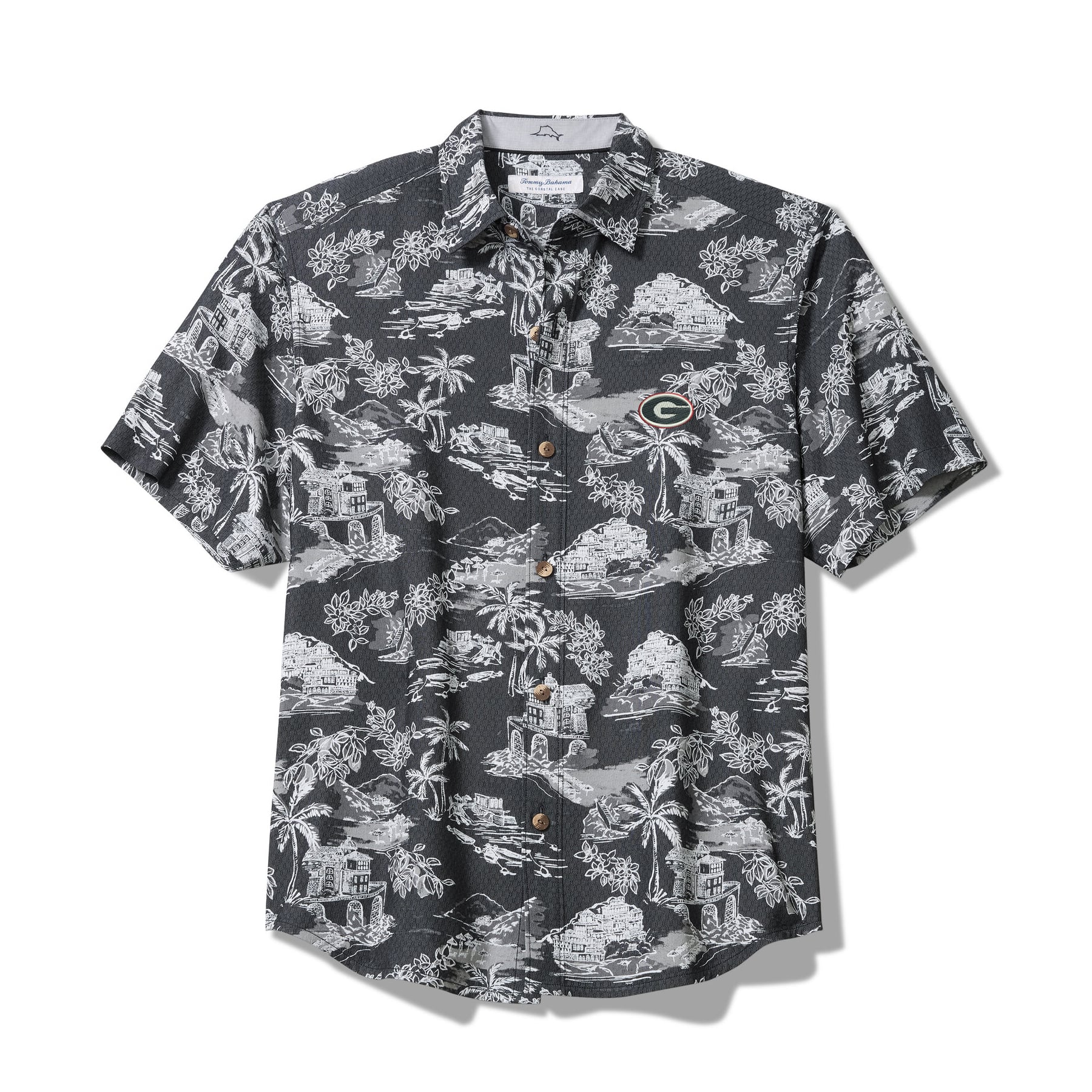 Men's Tommy Bahama Black Georgia Bulldogs Coastal Ease Paradise Isle Camp Button-Up Shirt
