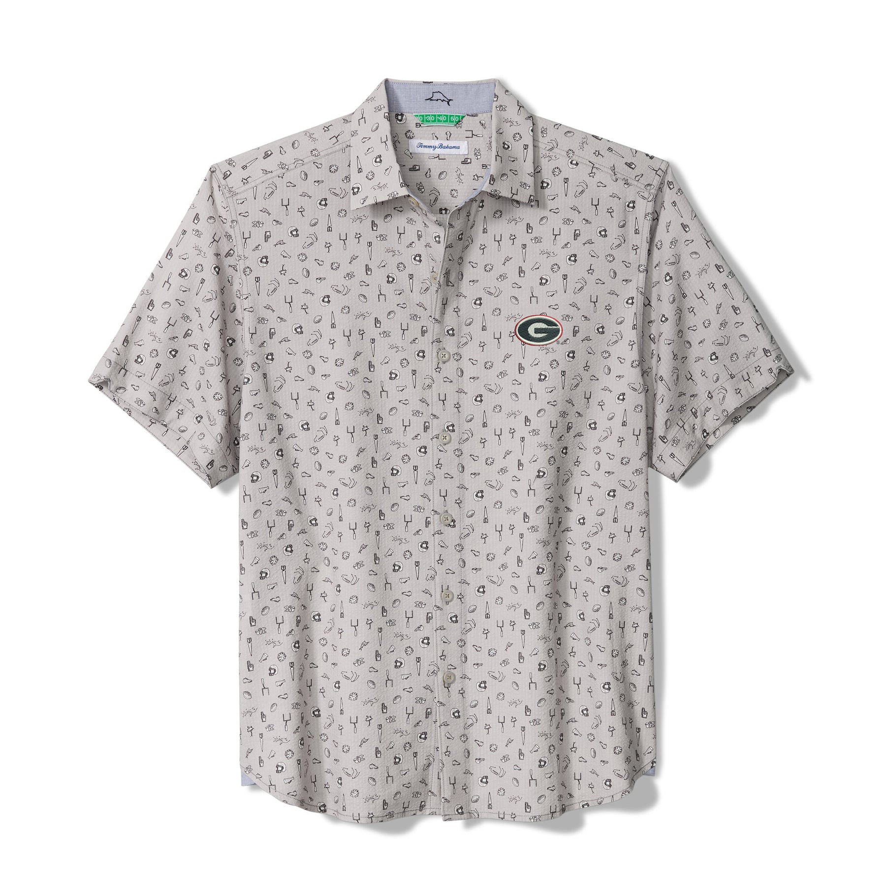 Men's Tommy Bahama Gray Georgia Bulldogs Playa Playbook Camp IslandZone Button-Up Shirt