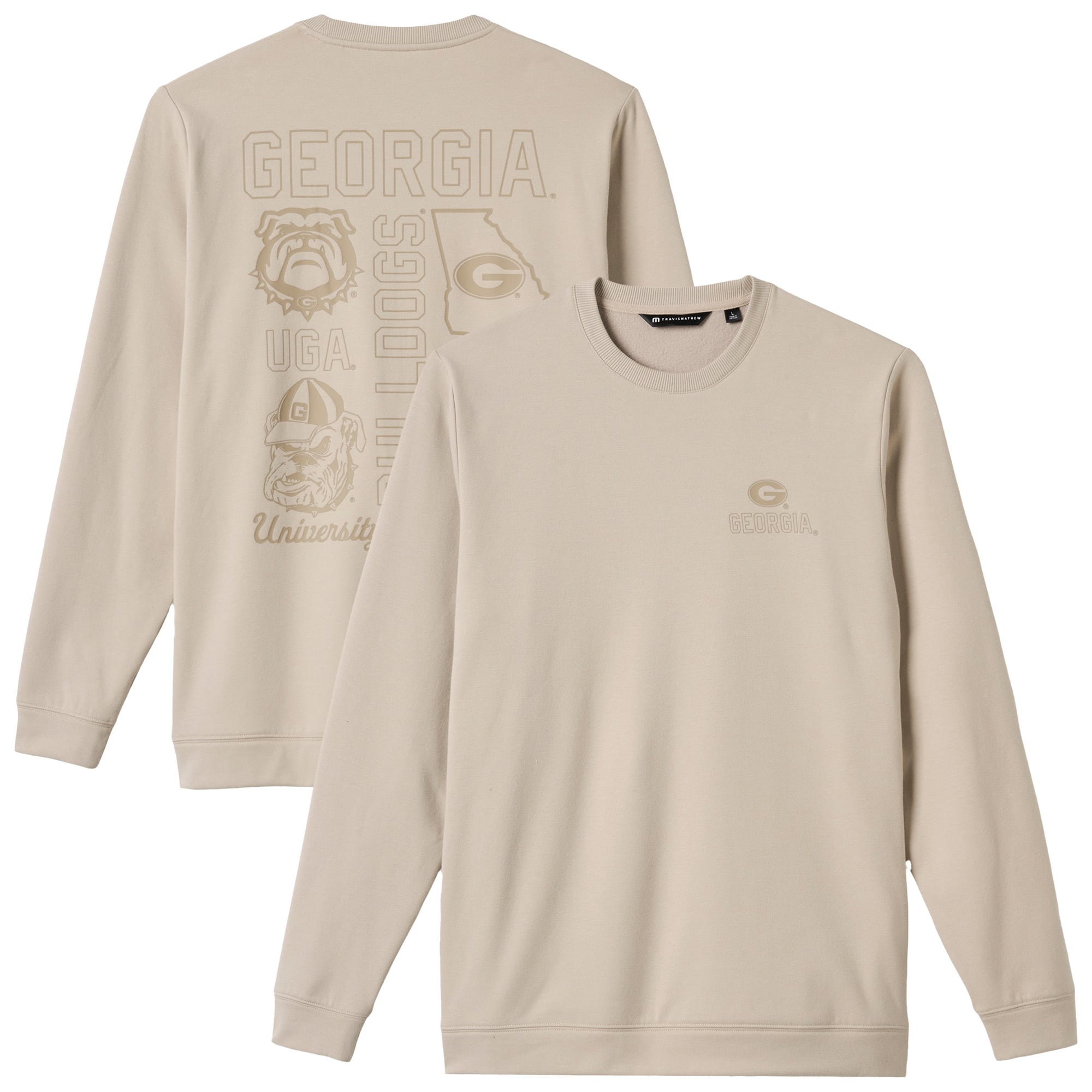 Sweat-shirt en polaire tri-blend beige TravisMathew Georgia Bulldogs Campus Hero pour homme