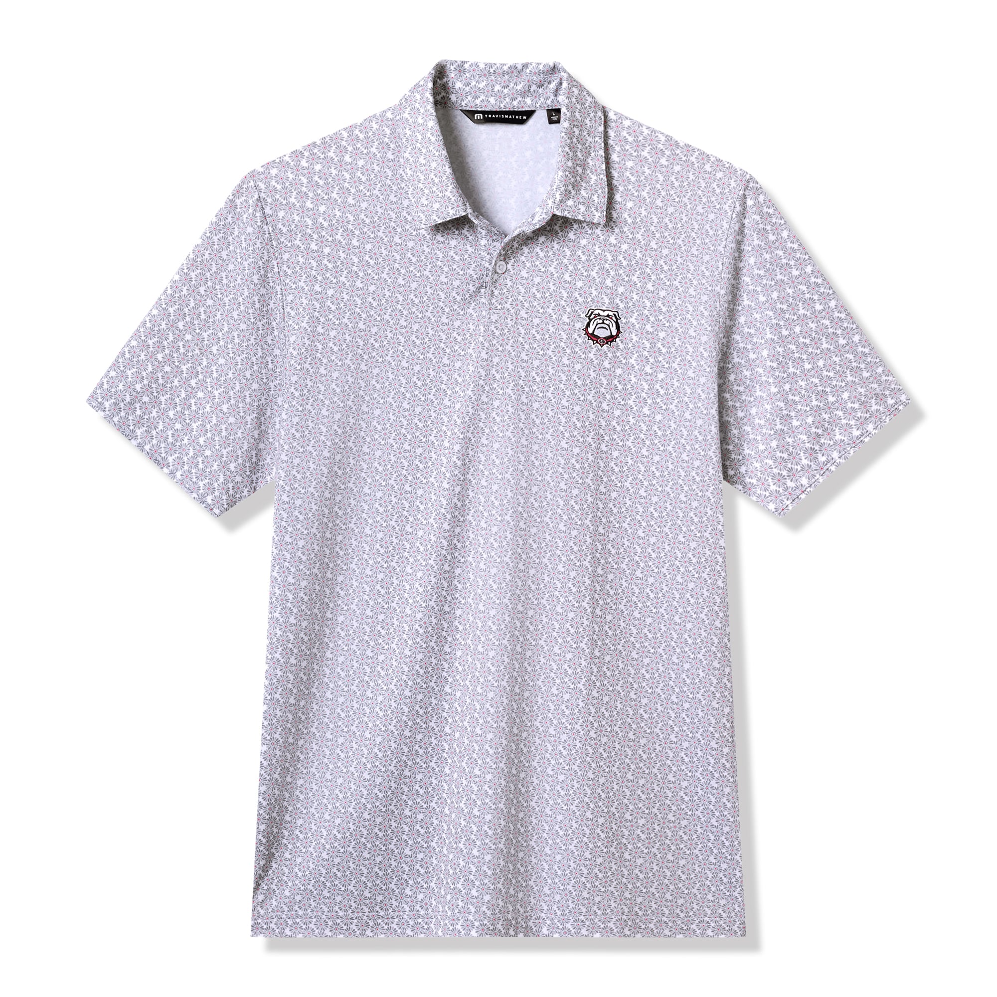 Polo homme TravisMathew blanc/gris Georgia Bulldogs College Bound en mélange de trois matières