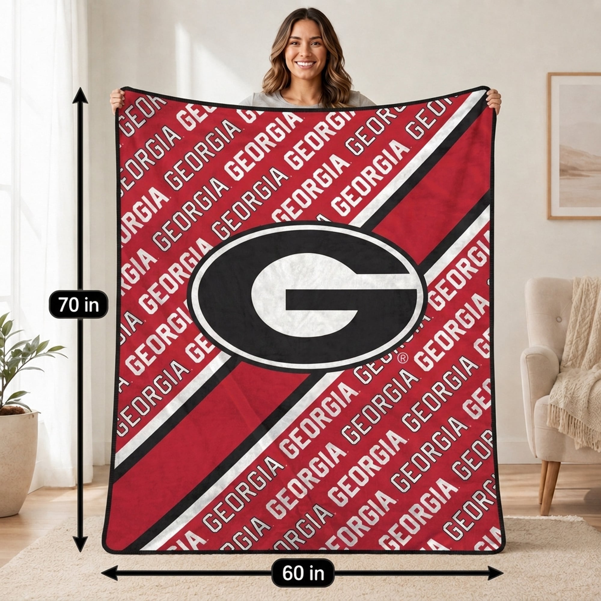 Pegasus Georgia Bulldogs 60" x 70" Diagonal Lined Wordmark Ultra Soft Blanket