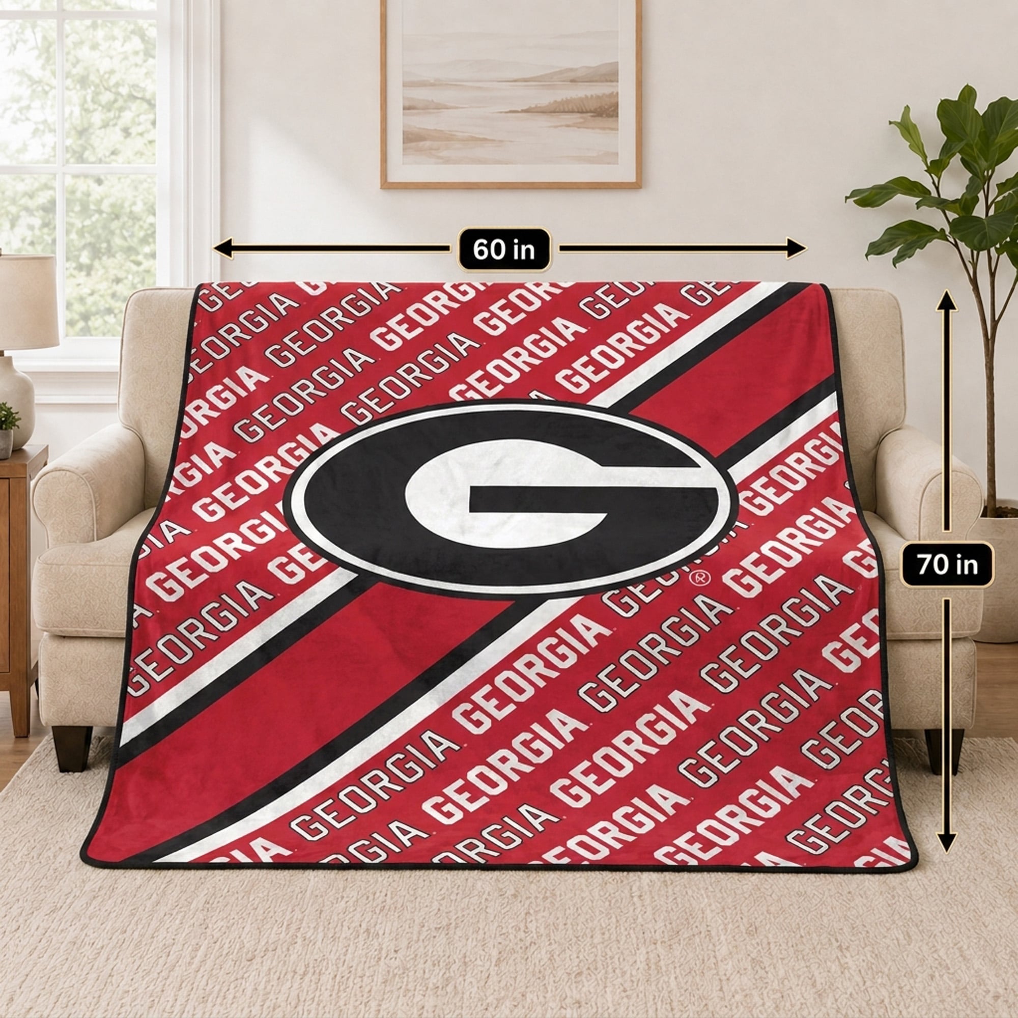 Pegasus Georgia Bulldogs 60" x 70" Diagonal Lined Wordmark Ultra Soft Blanket