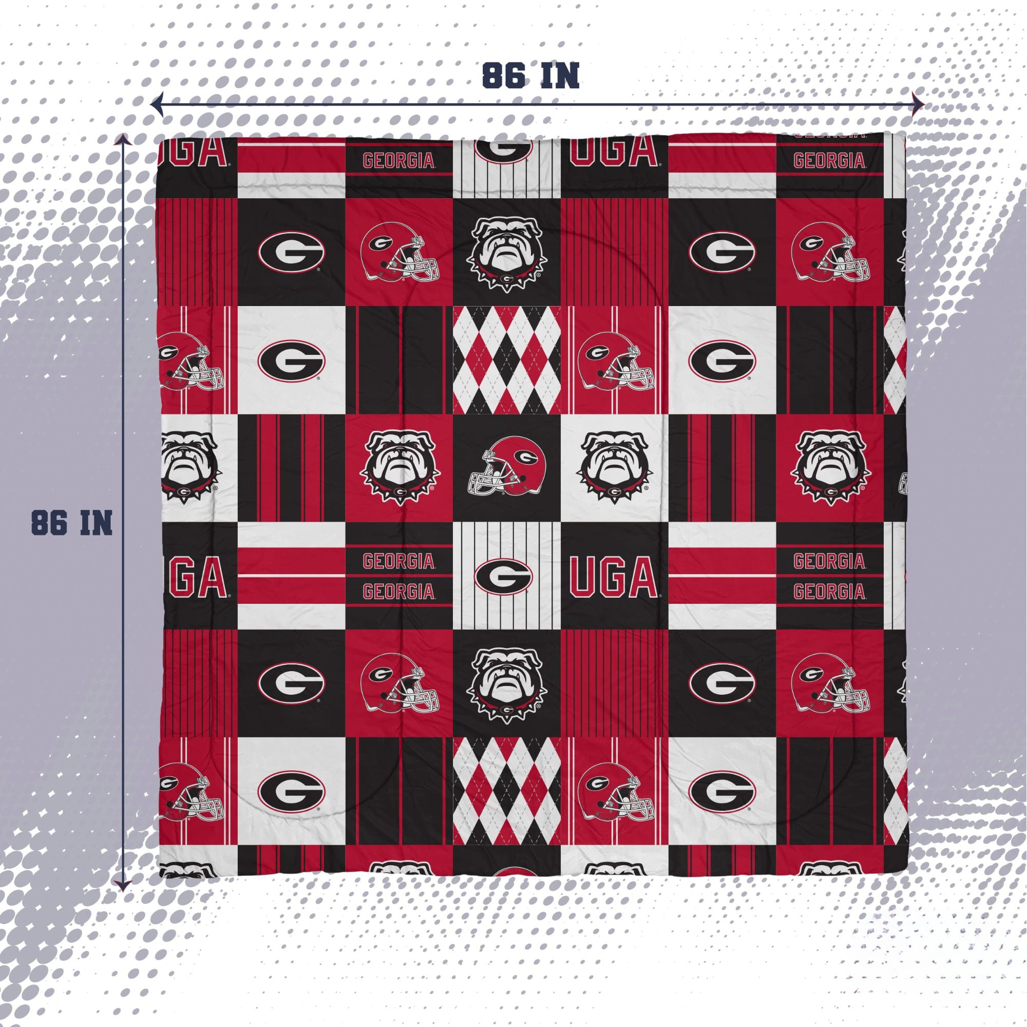 Pegasus Georgia Bulldogs Patchwork Plaid Three-Piece Full/Queen Bed in a Bag Set