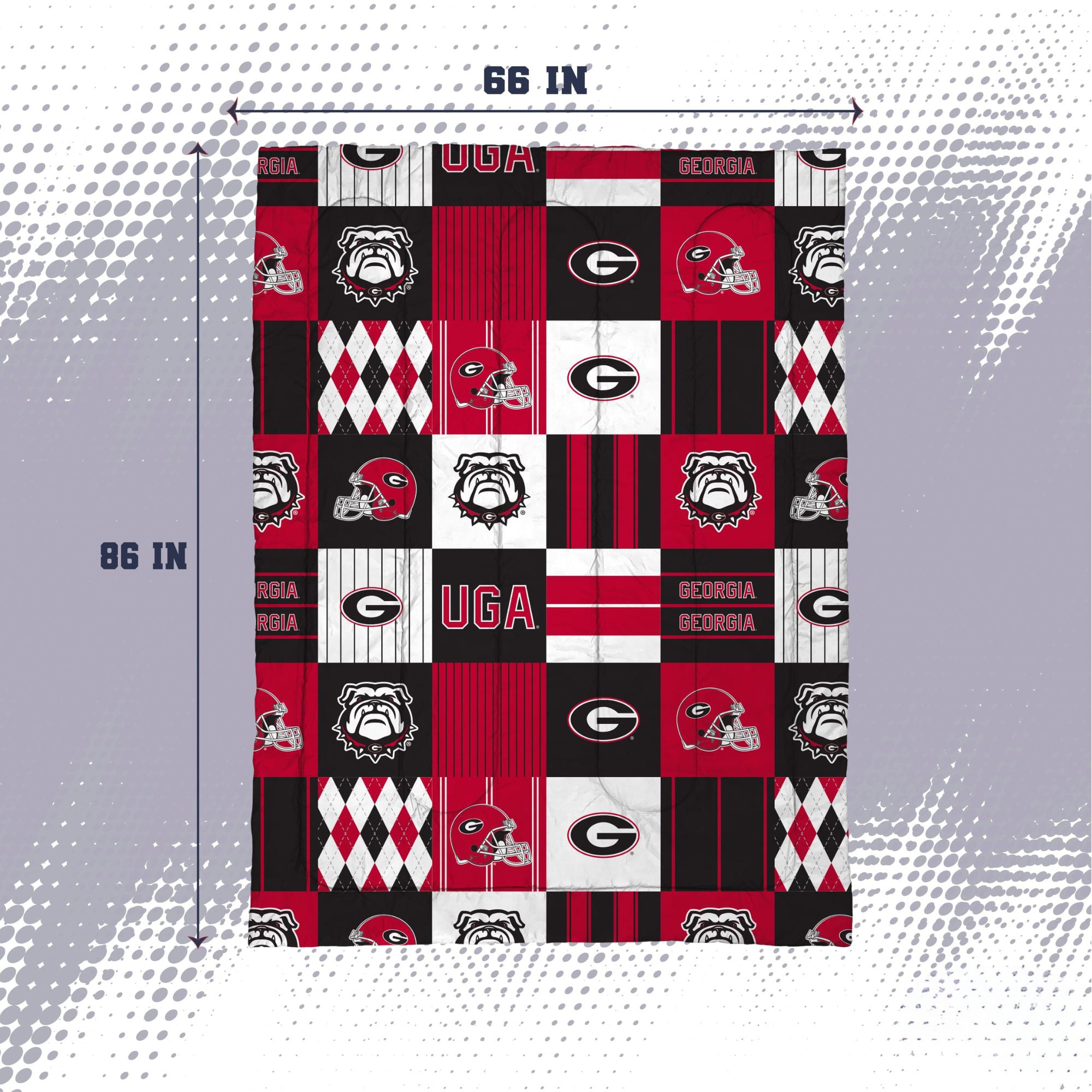Ensemble de literie deux pièces Pegasus Georgia Bulldogs Patchwork Plaid pour lit simple/simple XL