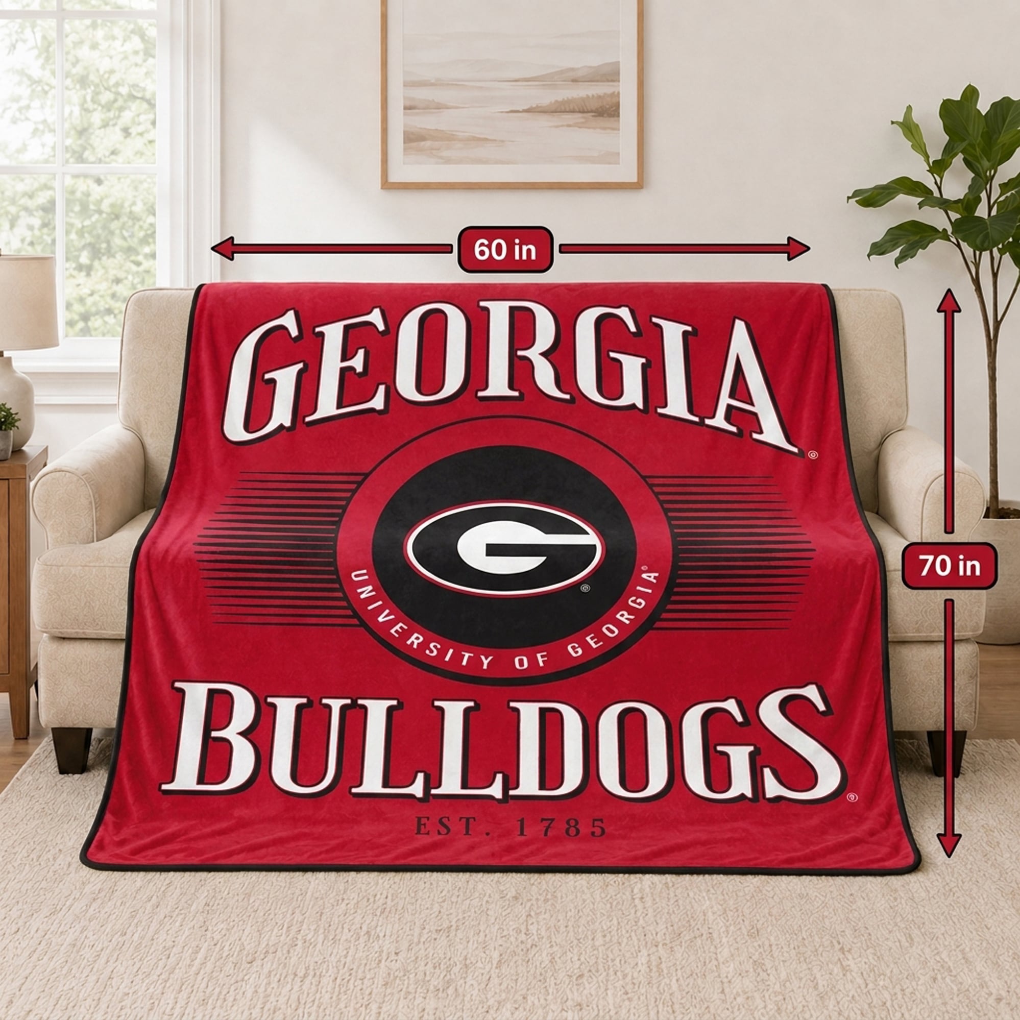 Couverture ultra douce Pegasus Georgia Bulldogs Spotlight Arch 60" x 70"