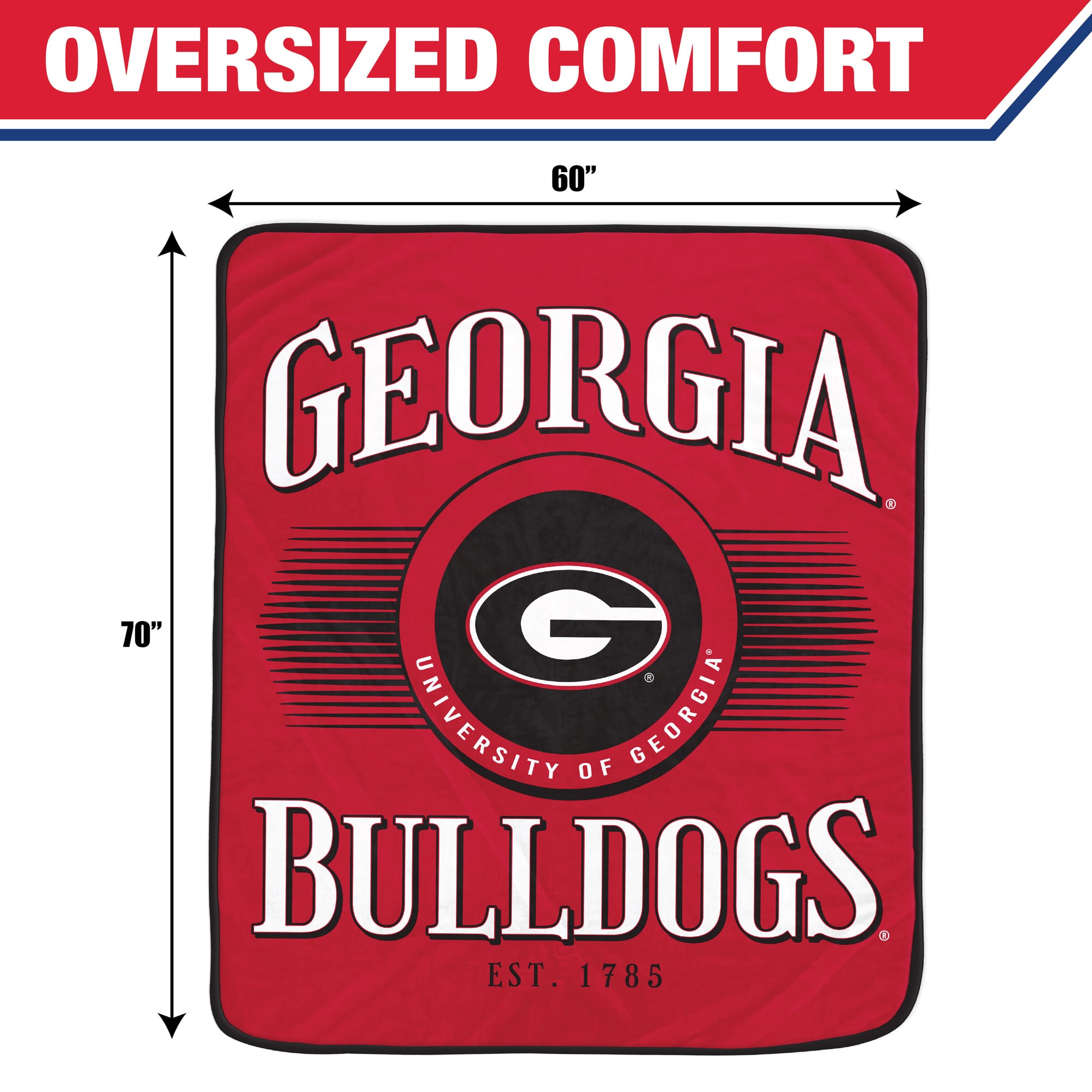 Couverture ultra douce Pegasus Georgia Bulldogs Spotlight Arch 60" x 70"