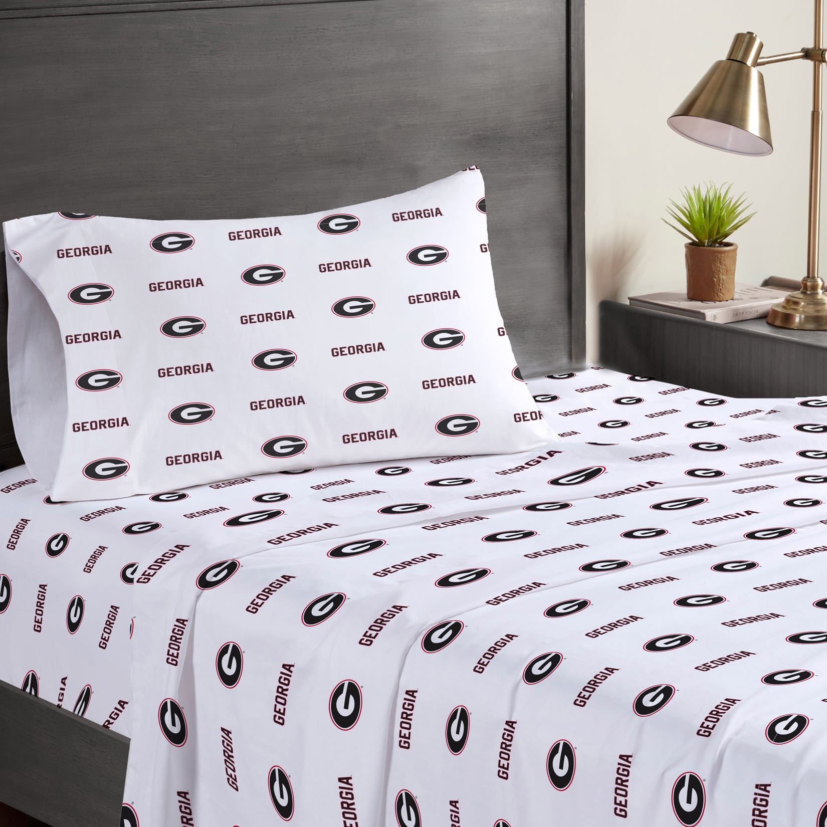 Ensemble de draps trois pièces Pegasus Georgia Bulldogs pour lit simple