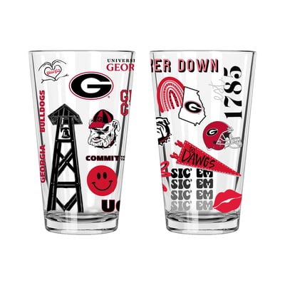 Georgia Bulldogs The Memory Company 2-Pack 16oz. Pint Glass Loco Design Set