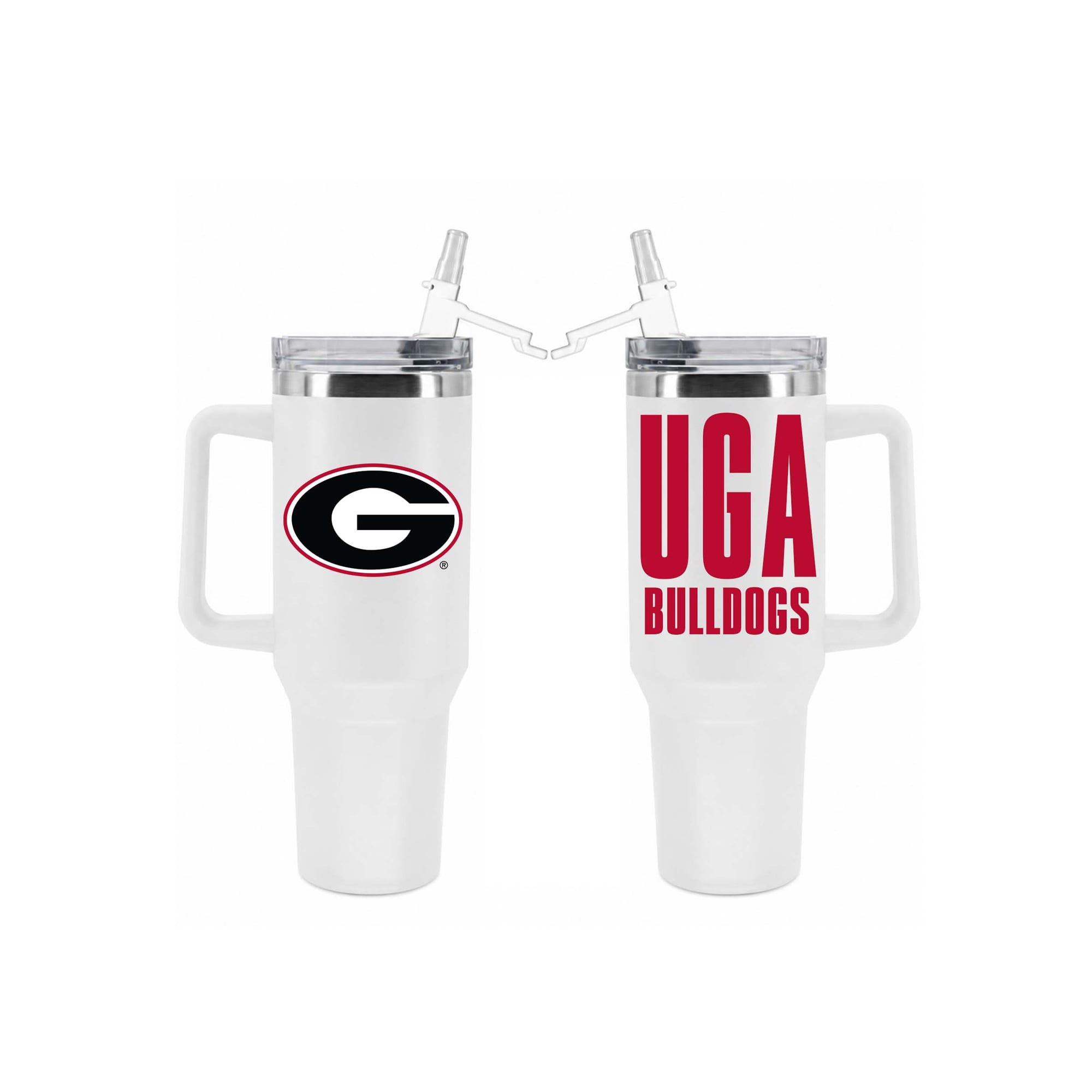 Gobelet isotherme en acier inoxydable Georgia Bulldogs de 1,2 L (40 oz) avec paille rabattable, de la marque Memory Company.