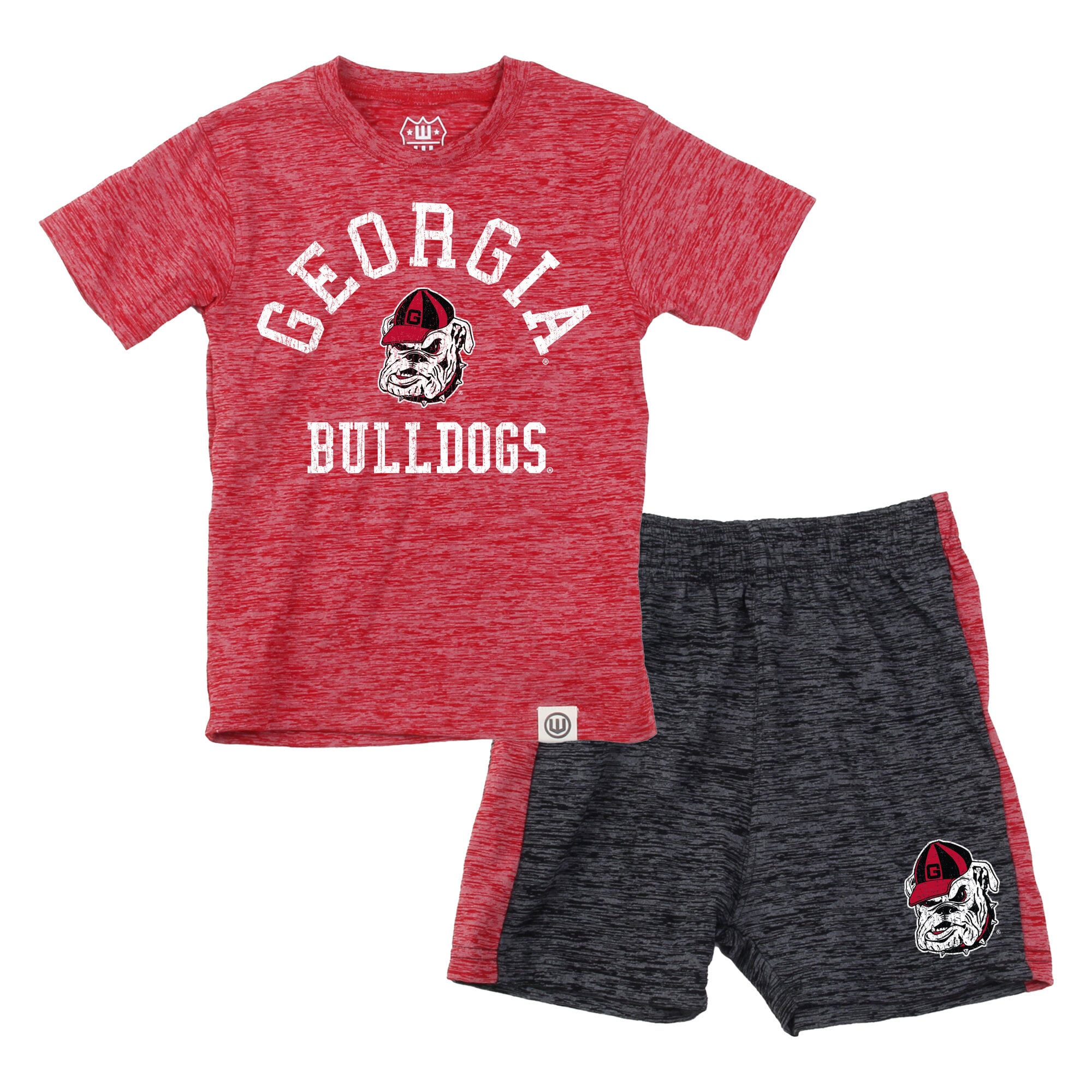 Ensemble t-shirt et short Wes & Willy Red Georgia Bulldogs en laine nuageuse pour tout-petits