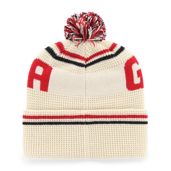 Bonnet unisexe '47 crème Georgia Bulldogs en maille gaufrée à revers avec pompon