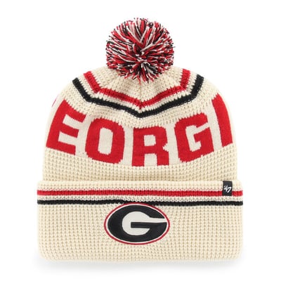  Georgia Bulldogs '47 Unisex Quattrle Waffle Cuffed Knit Hat with Pom - Cream