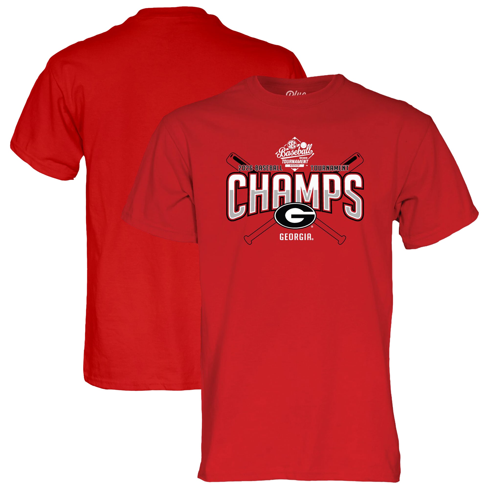 Unisex Blue 84 Red Georgia Bulldogs 2026 SEC Baseball Tournament Champions Locker Room T-Shirt